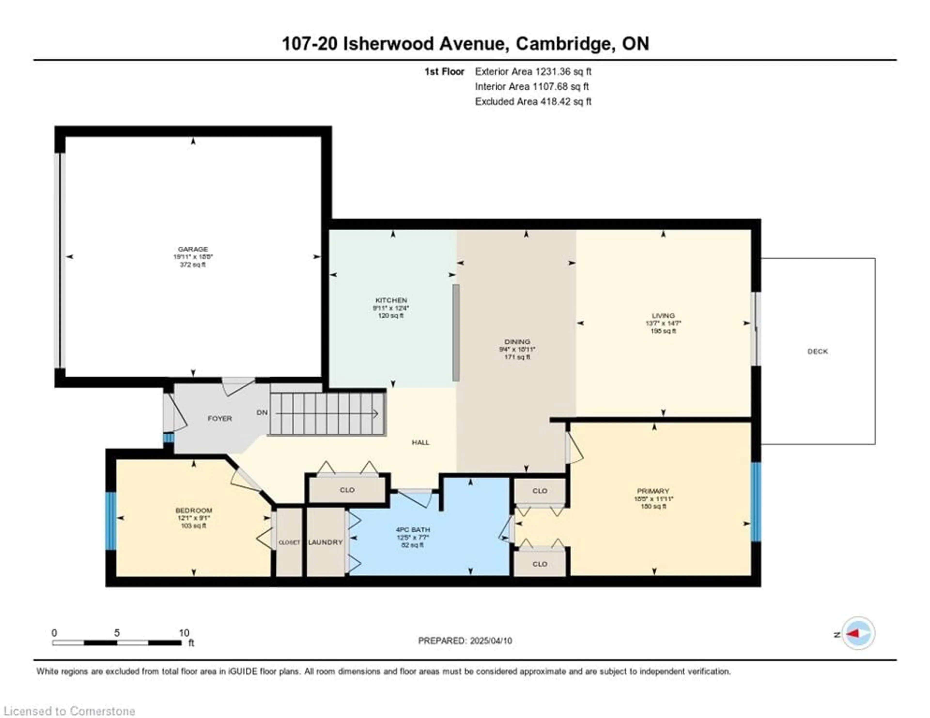 Floor plan for 20 Isherwood Ave #107, Cambridge Ontario N1R 8P9