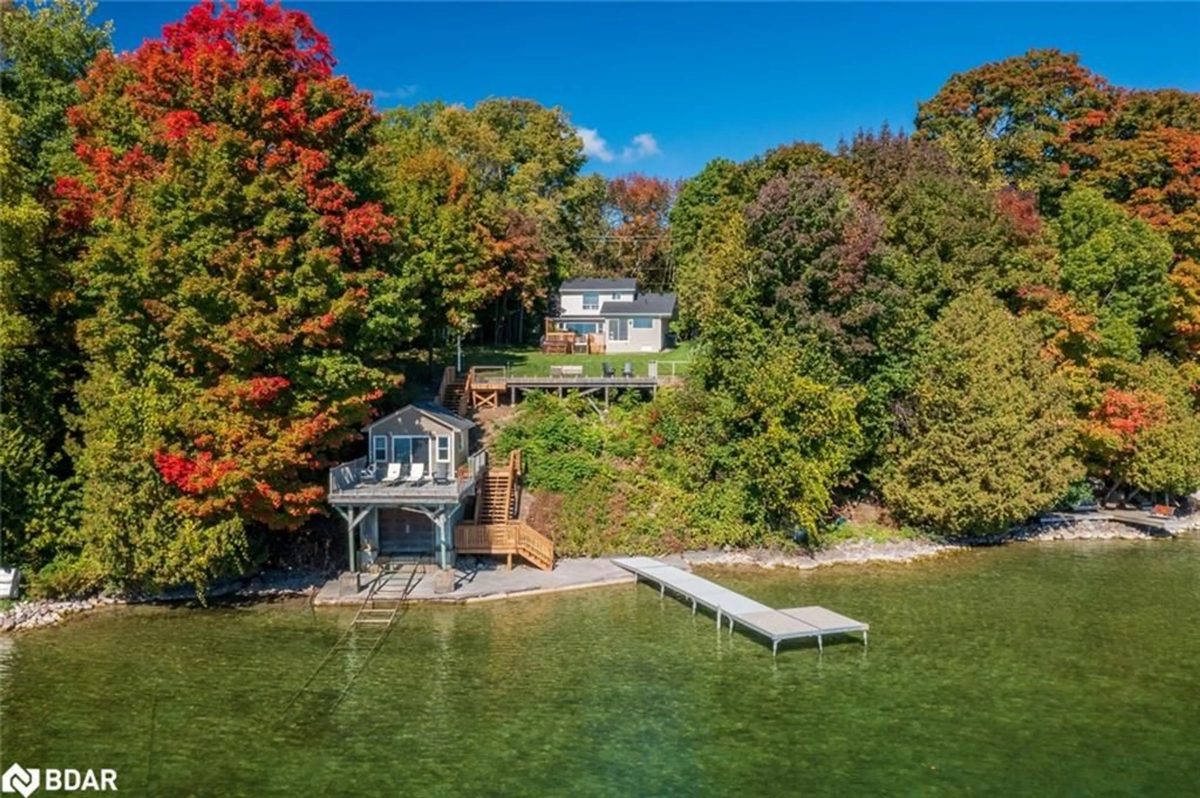 A pic from outside/outdoor area/front of a property/back of a property/a pic from drone, water/lake/river/ocean view for 273 Shoreline Dr, Oro-Medonte Ontario L0L 1T0