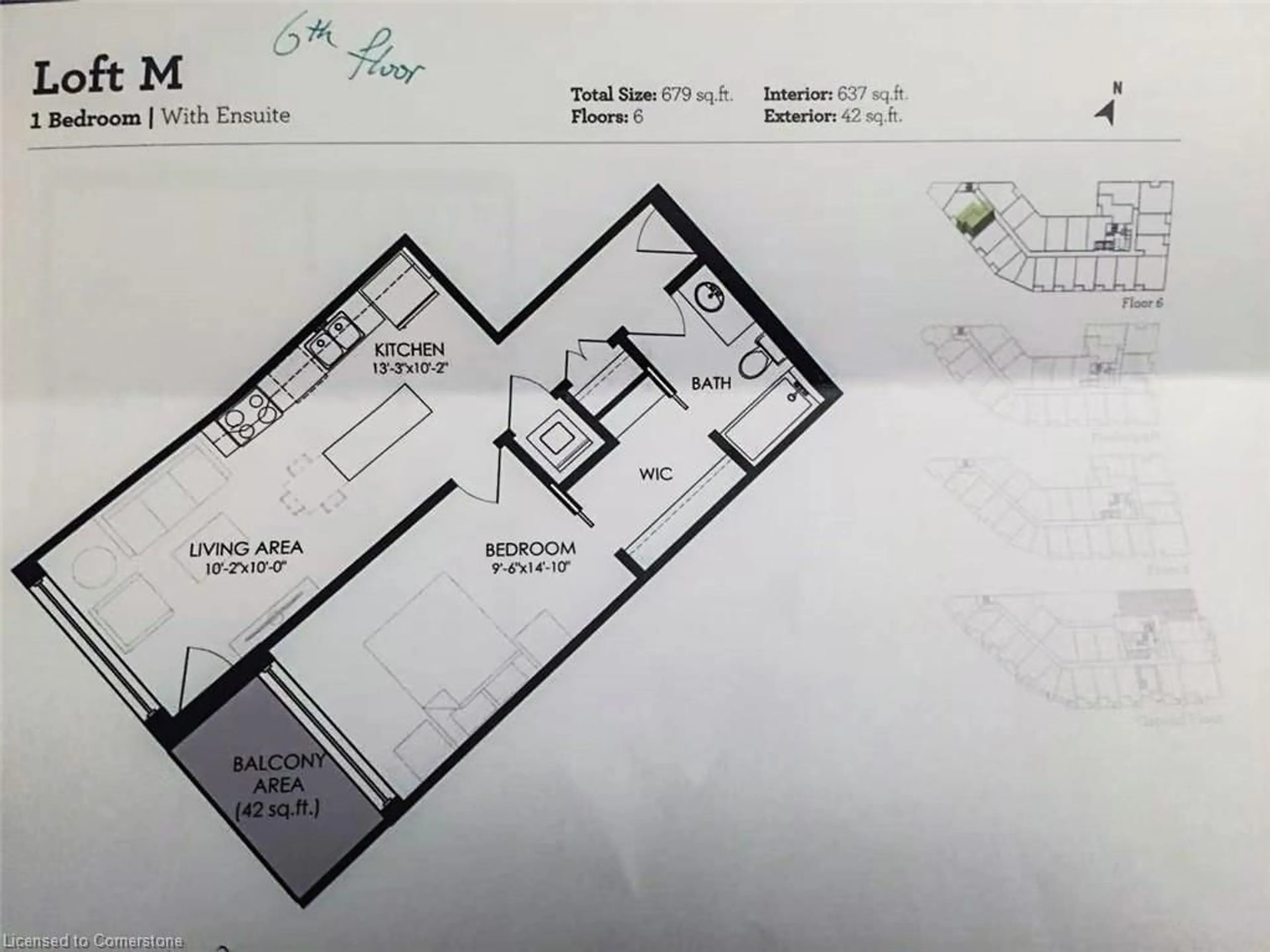 Floor plan for 690 King St #602, Kitchener Ontario N2G 0B9