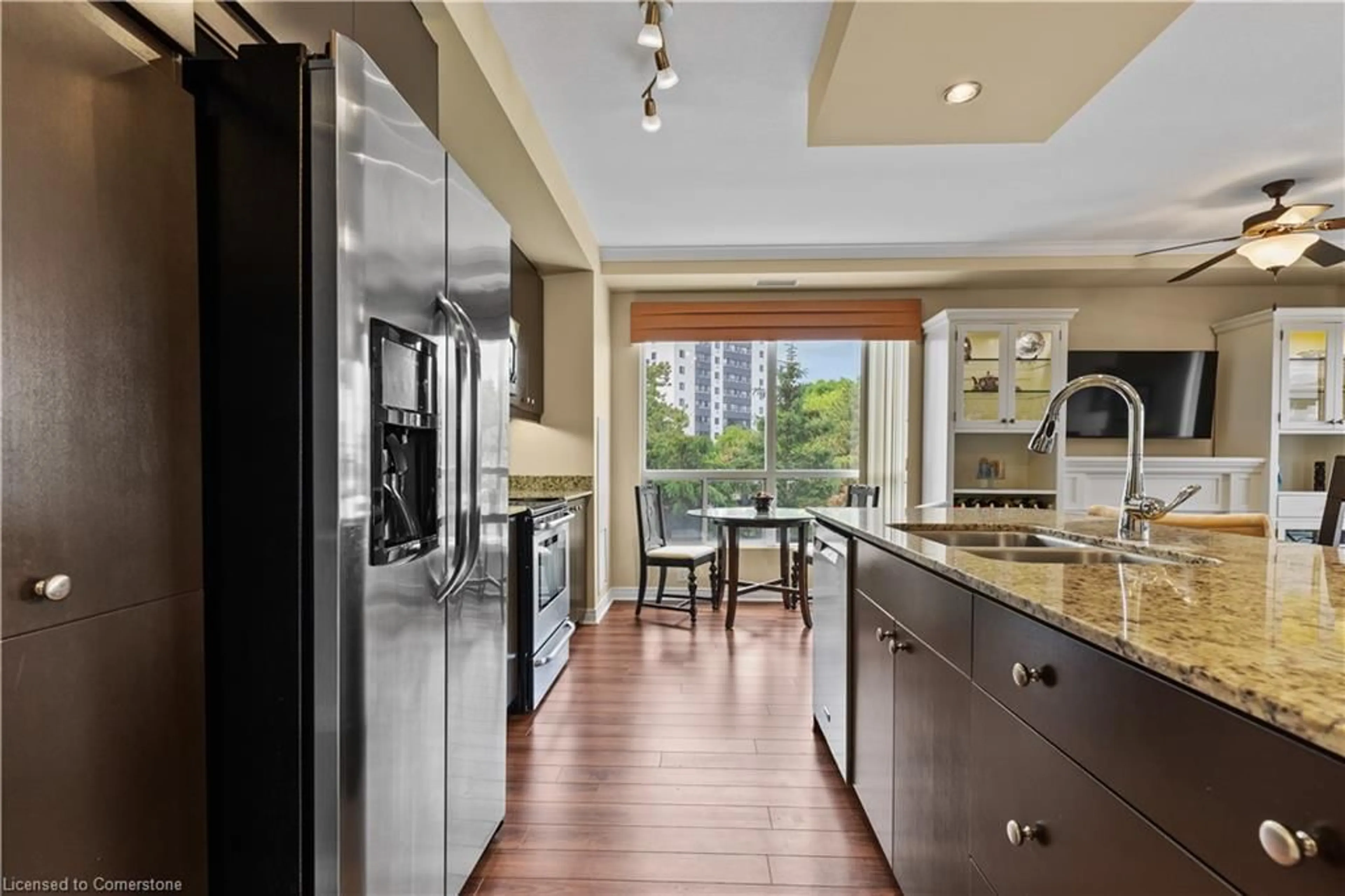 Open concept kitchen, ceramic/tile floor for 539 Belmont Ave #208, Kitchener Ontario N2M 0A2