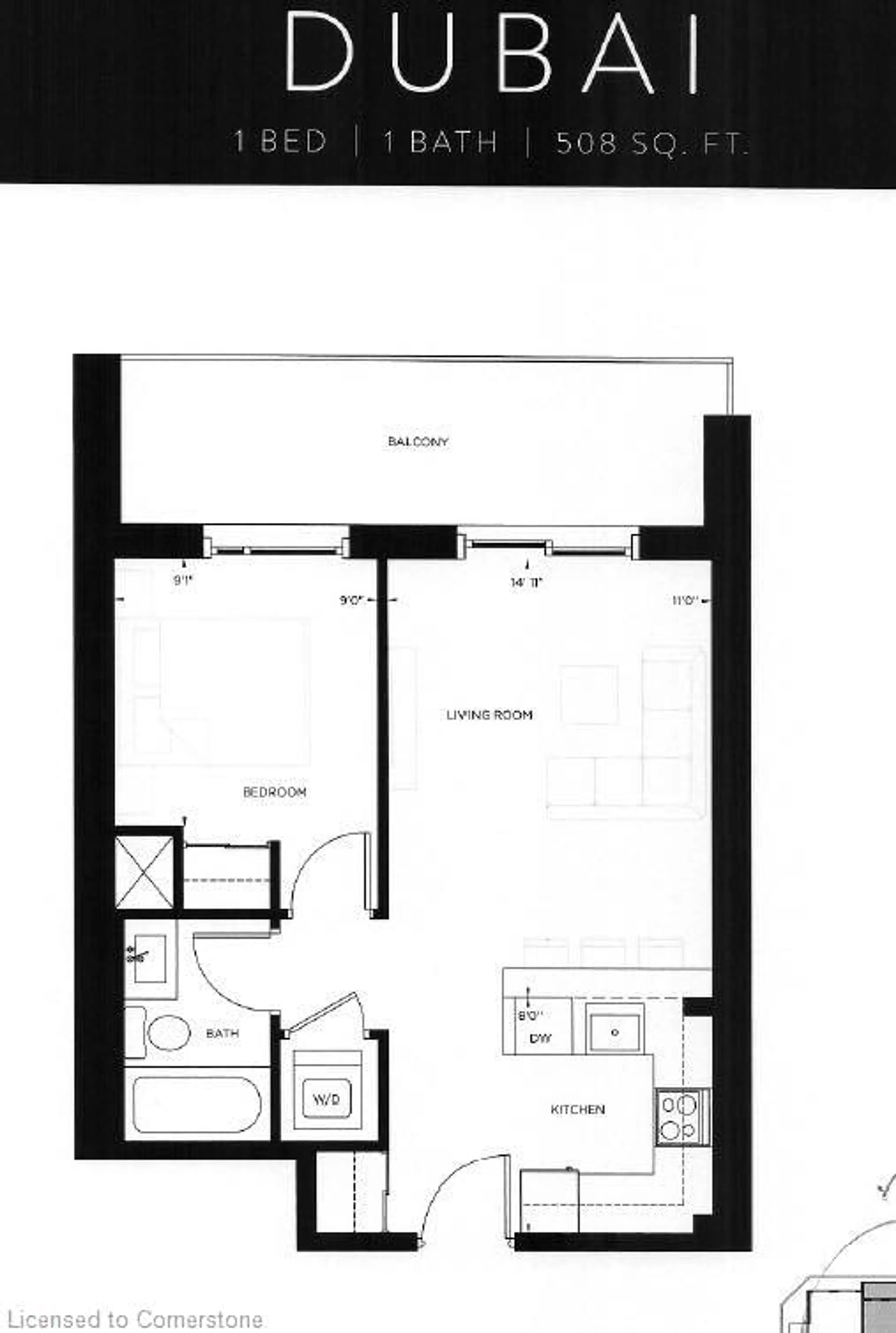 Floor plan for 15 Queen St #2306, Hamilton Ontario L8P 0C6