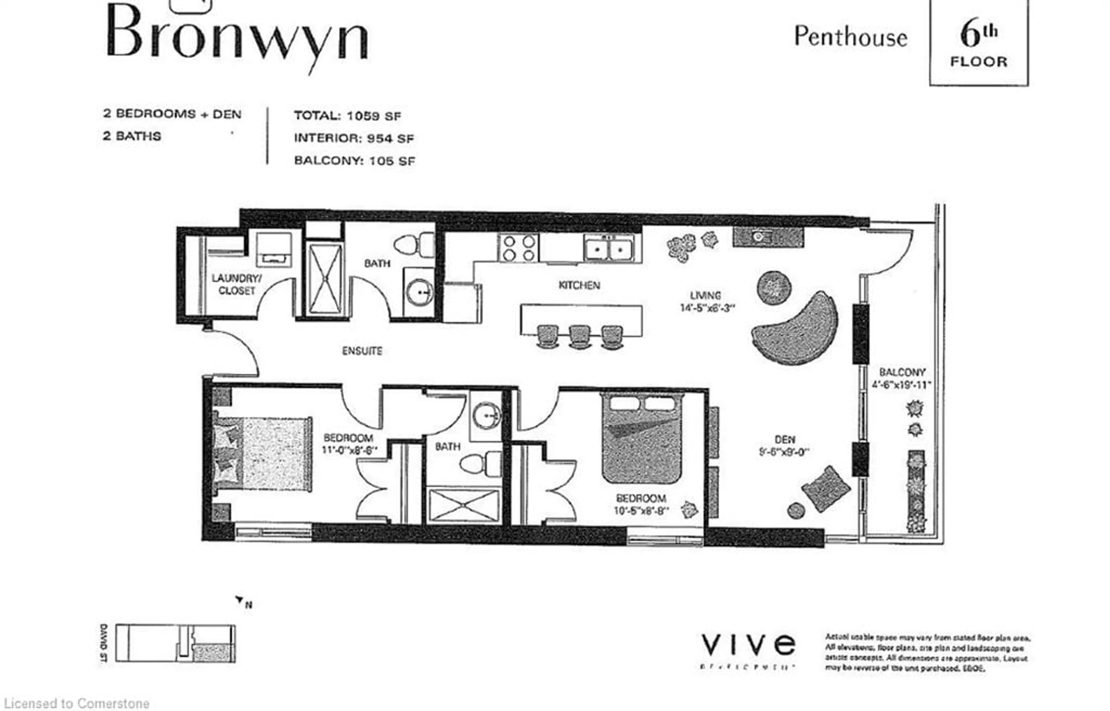 Floor plan for 51 David St #602, Kitchener Ontario N2G 1K1