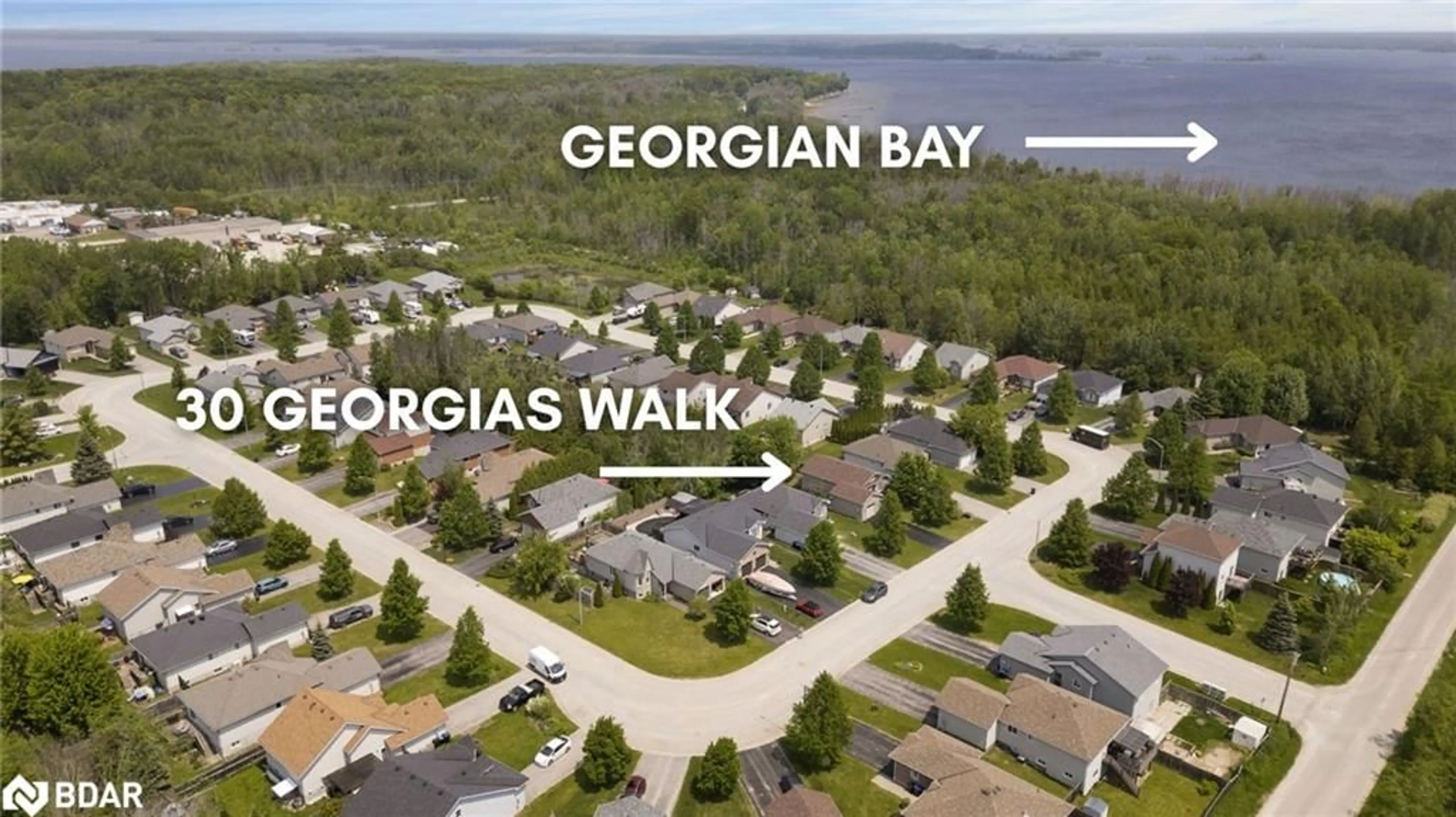 A pic from outside/outdoor area/front of a property/back of a property/a pic from drone, street for 30 Georgias Walk, Tay Ontario L0K 2A0