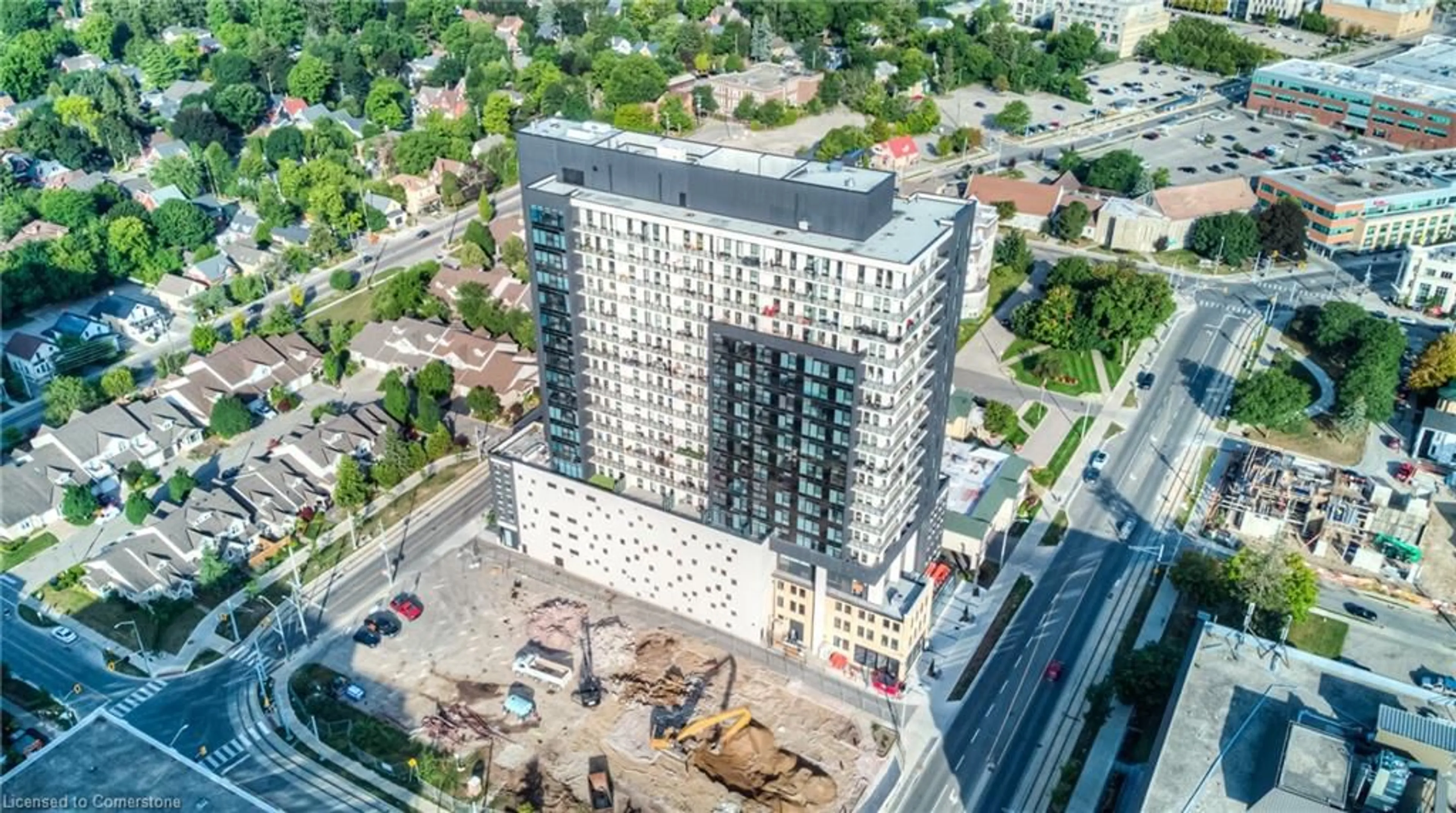 A pic from outside/outdoor area/front of a property/back of a property/a pic from drone, city buildings view from balcony for 181 King St #1013, Waterloo Ontario N2J 1P7
