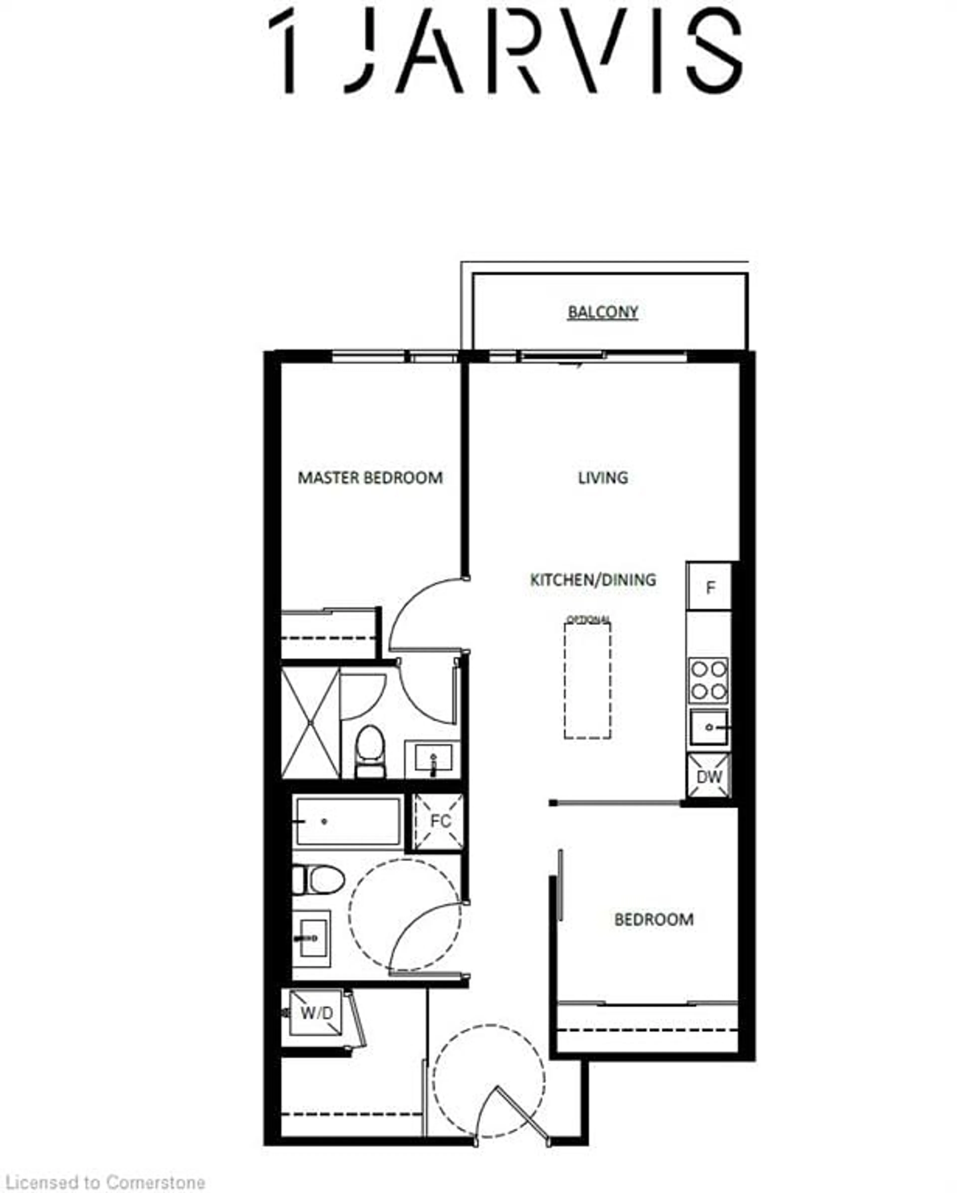 Floor plan for 1 Jarvis St #518, Hamilton Ontario L8R 3J2