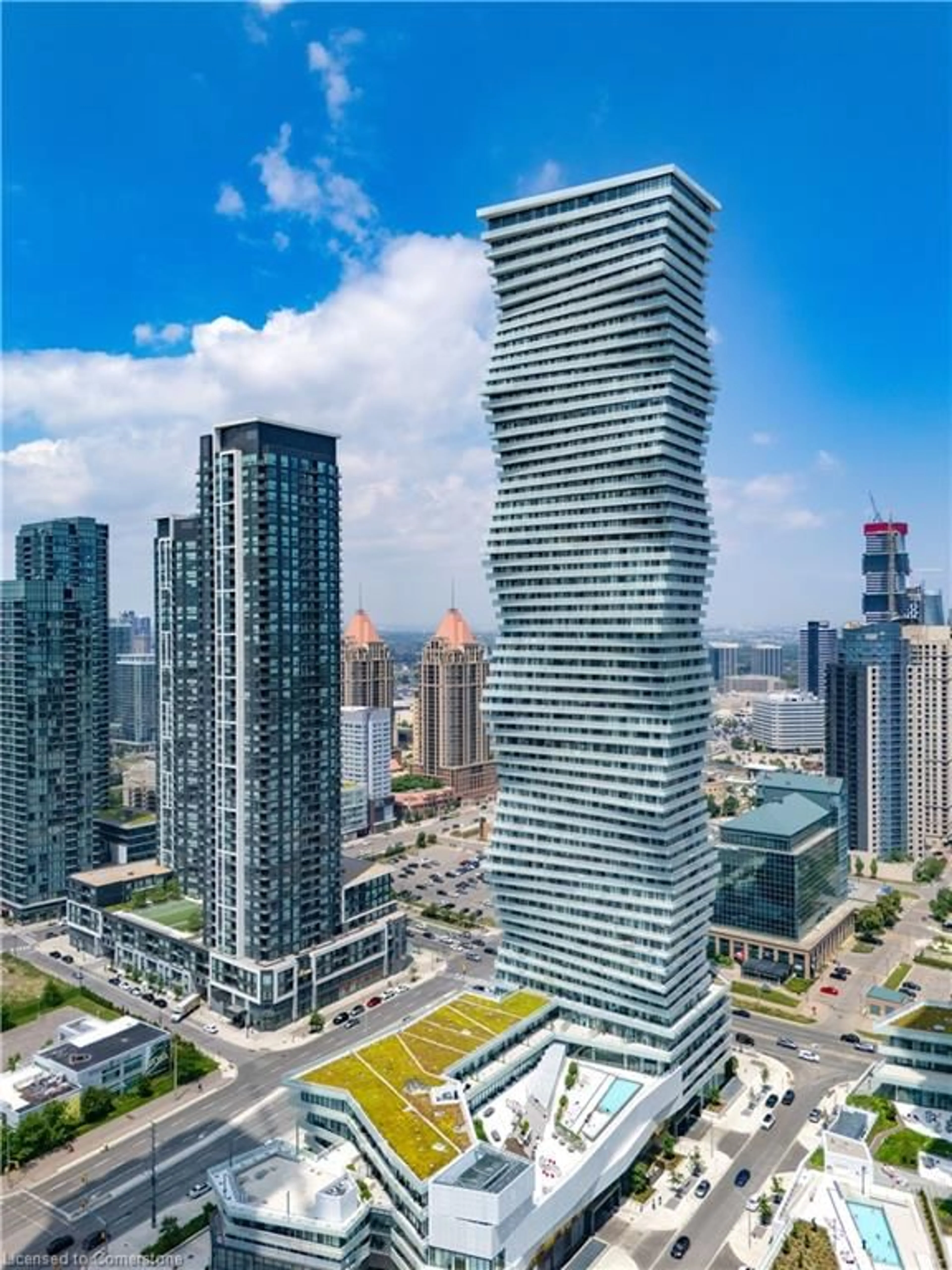 A pic from outside/outdoor area/front of a property/back of a property/a pic from drone, city buildings view from balcony for 3900 Confederation Pky #4301, Mississauga Ontario L5B 0M3