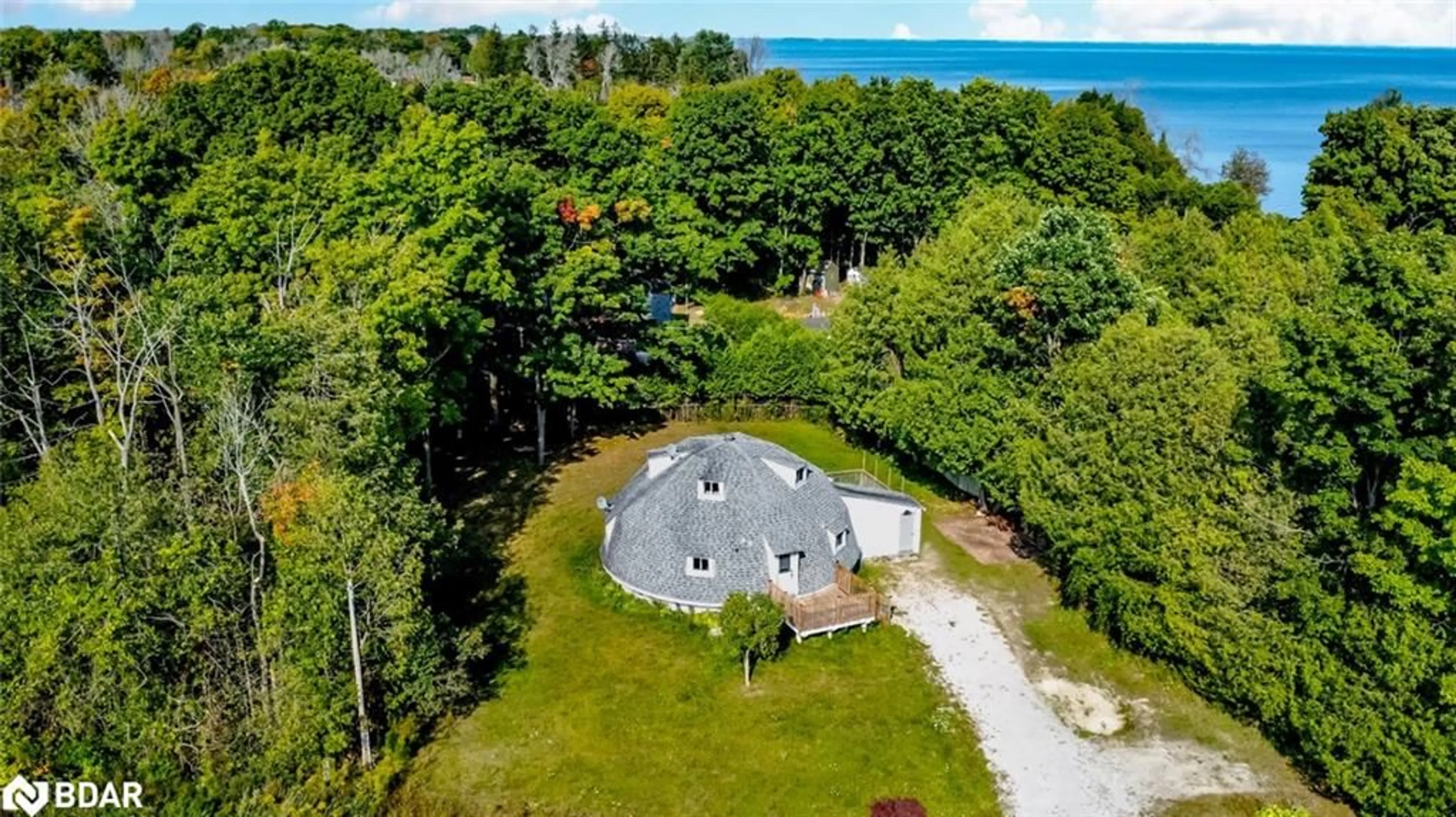 A pic from outside/outdoor area/front of a property/back of a property/a pic from drone, water/lake/river/ocean view for 47 Campbell Ave, Oro-Medonte Ontario L0L 1T0