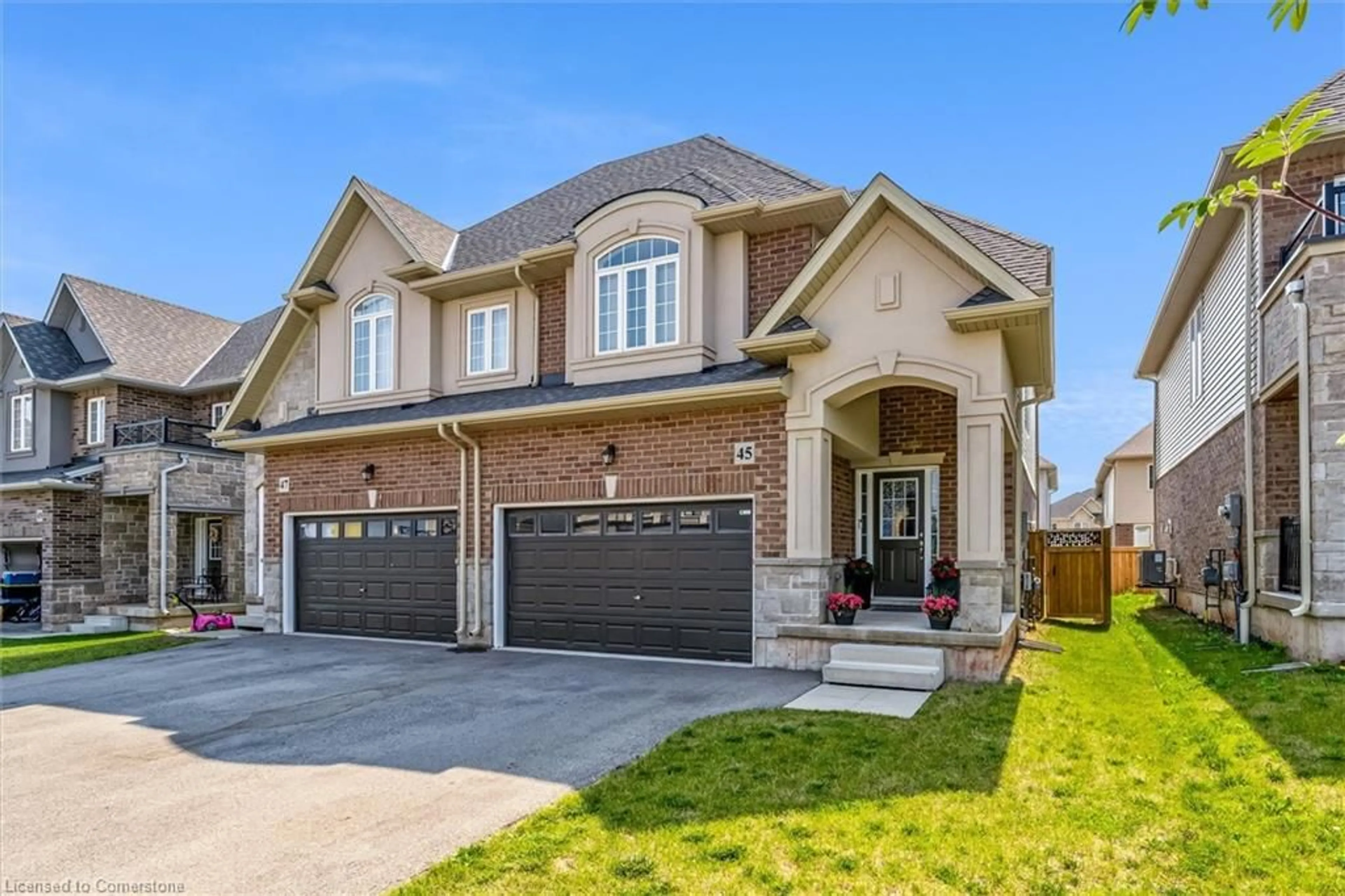 Home with brick exterior material, street for 45 Sauvignon Cres, Stoney Creek Ontario L8E 0K1