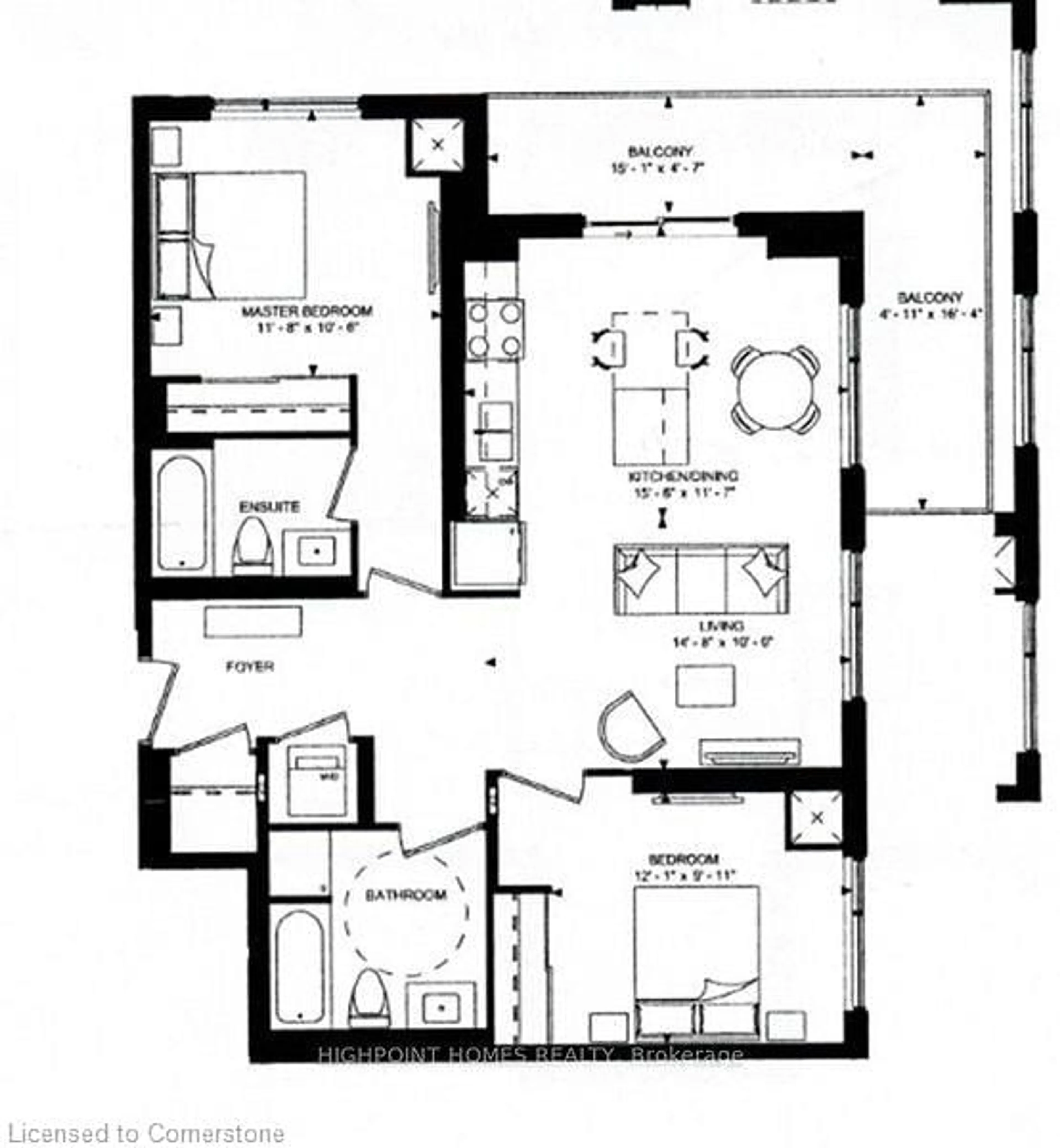 Floor plan for 55 Duke St #2509, Kitchener Ontario N2H 0C9