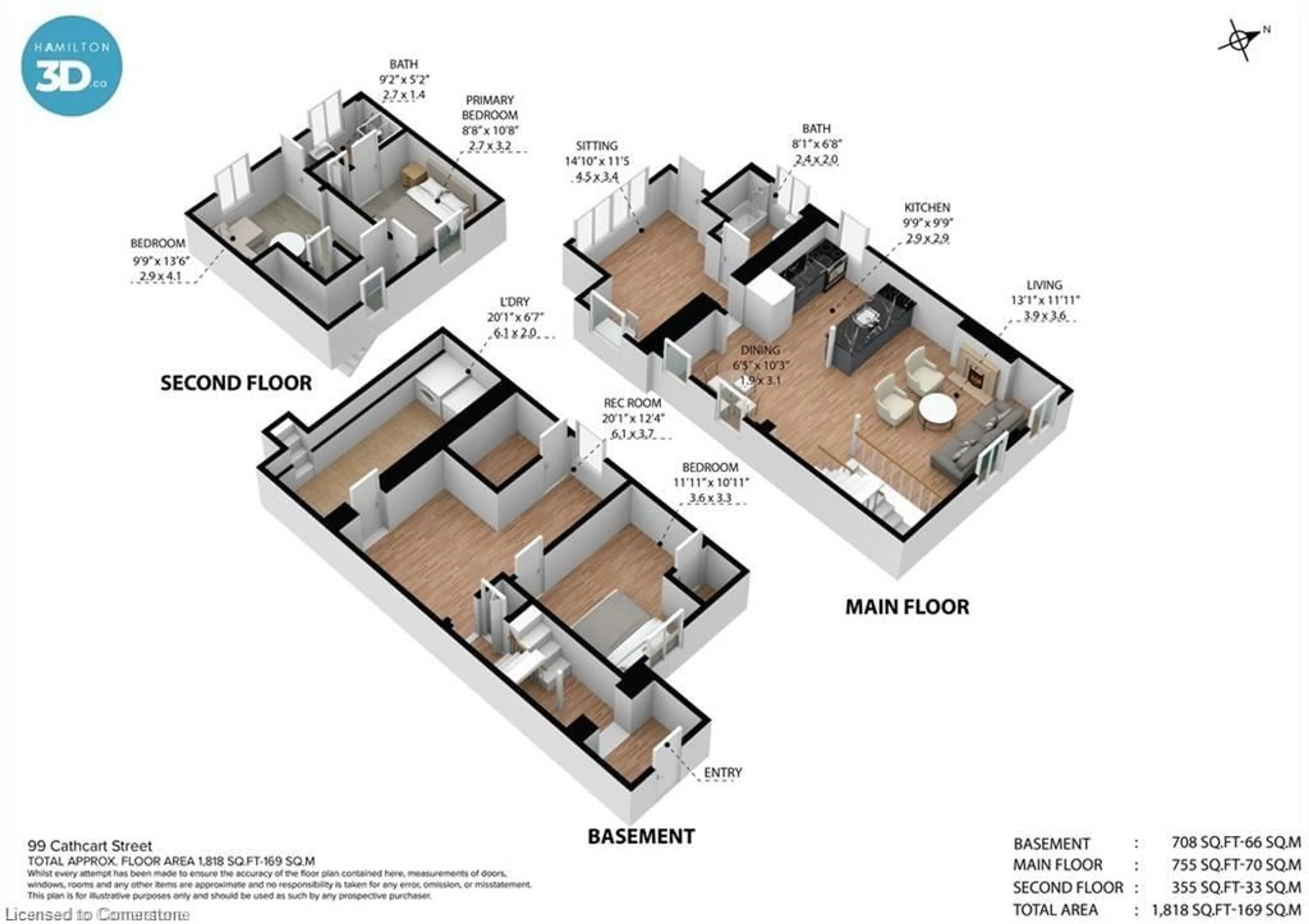 Floor plan for 99 Cathcart St, Hamilton Ontario L8L 5A1