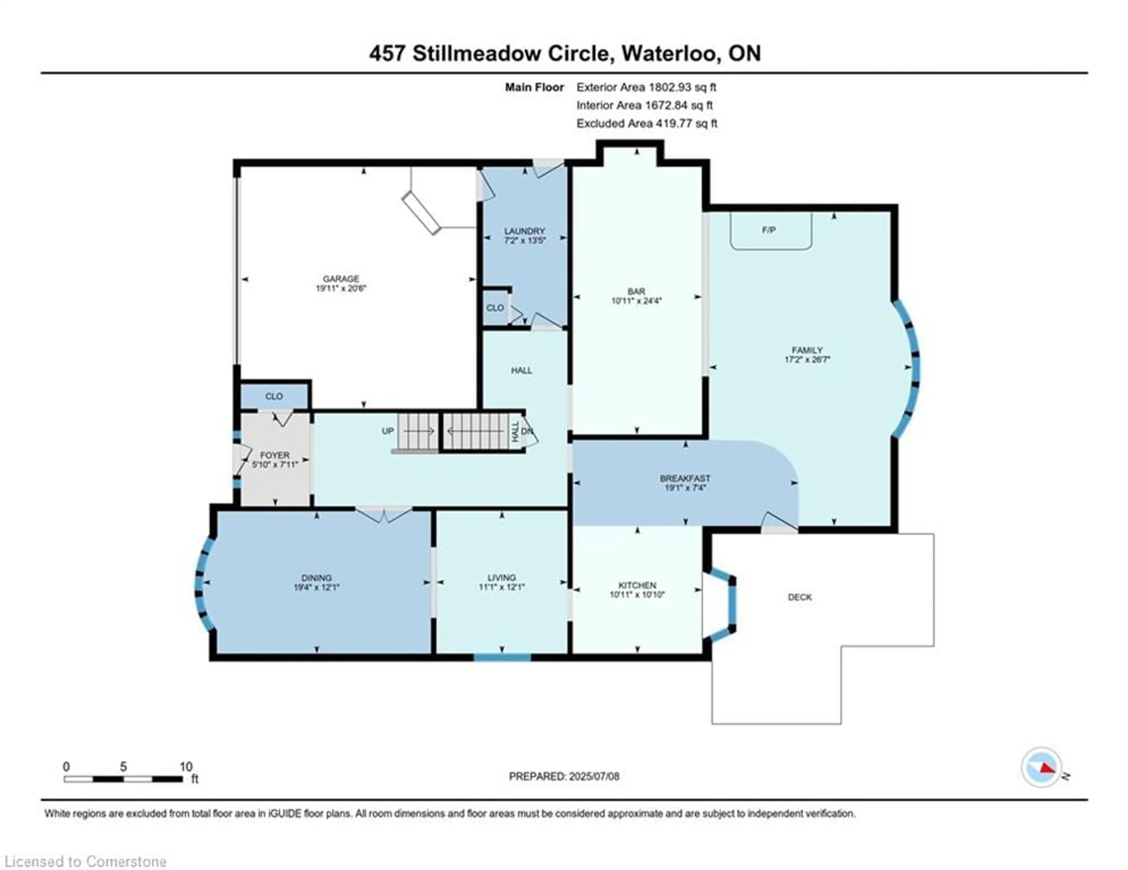 Floor plan for 457 Stillmeadow Cir, Waterloo Ontario N2L 5M1
