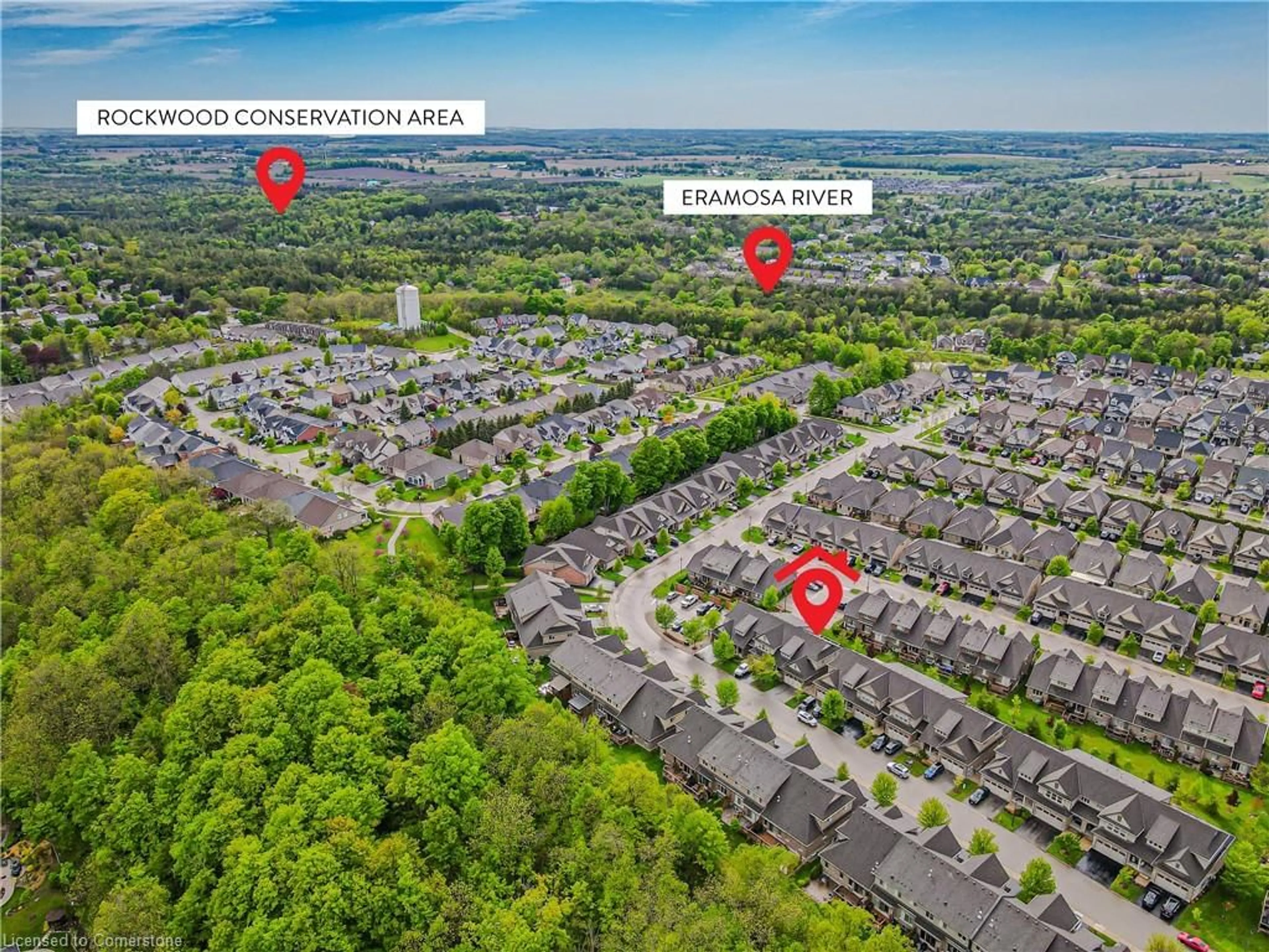 A pic from outside/outdoor area/front of a property/back of a property/a pic from drone, street for 50 Hickory Dr, Rockwood Ontario N0B 2K0