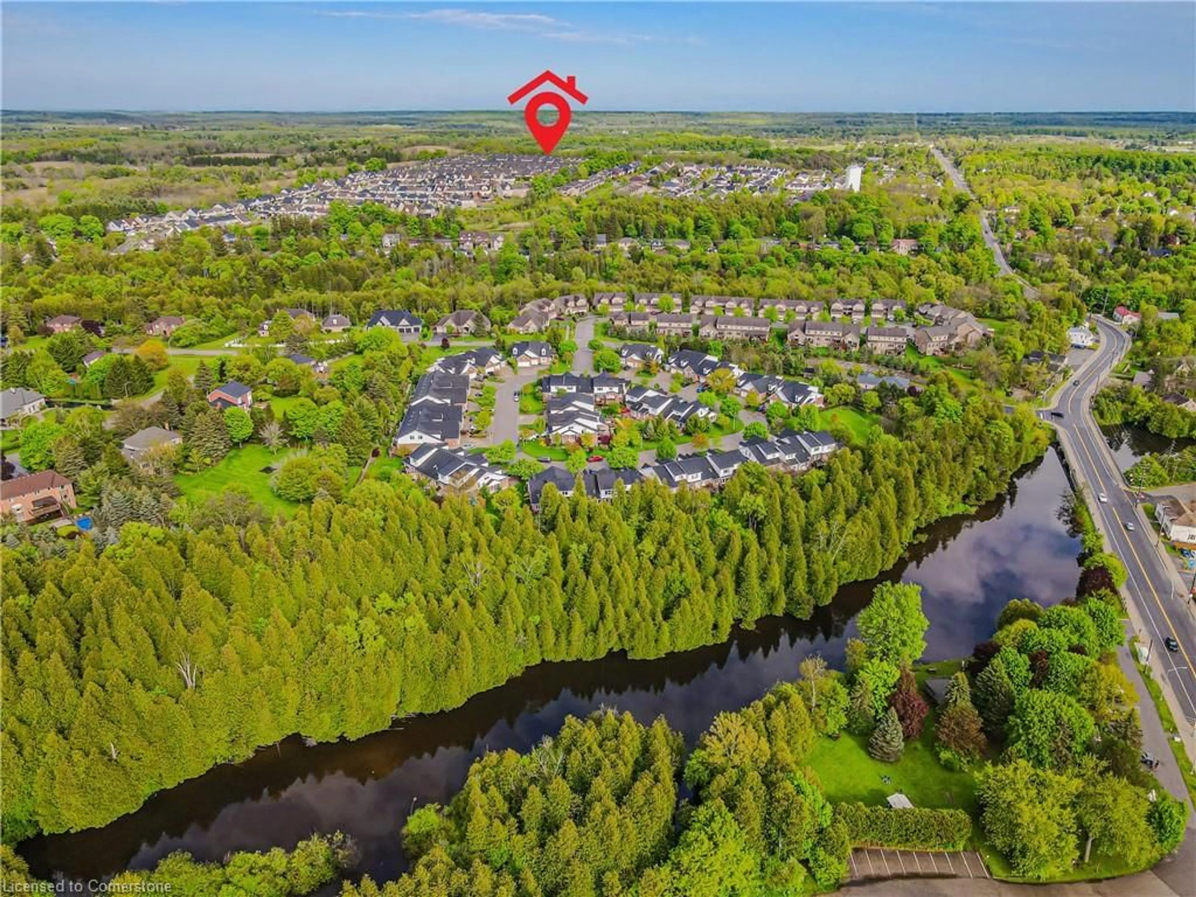 A pic from outside/outdoor area/front of a property/back of a property/a pic from drone, water/lake/river/ocean view for 50 Hickory Dr, Rockwood Ontario N0B 2K0