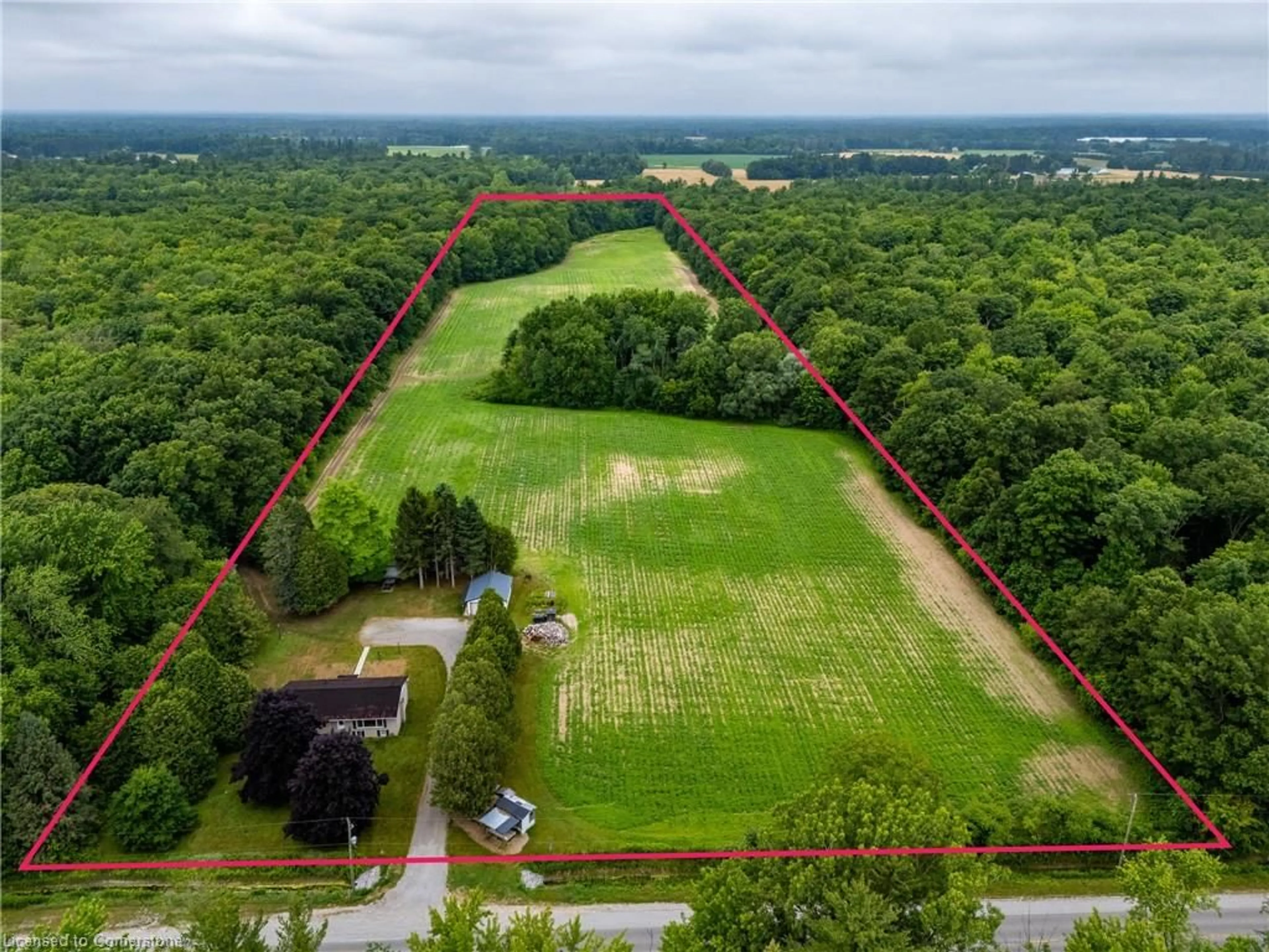 A pic from outside/outdoor area/front of a property/back of a property/a pic from drone, forest/trees view for 1499 Mcdowell Rd, Simcoe Ontario N3Y 4K5