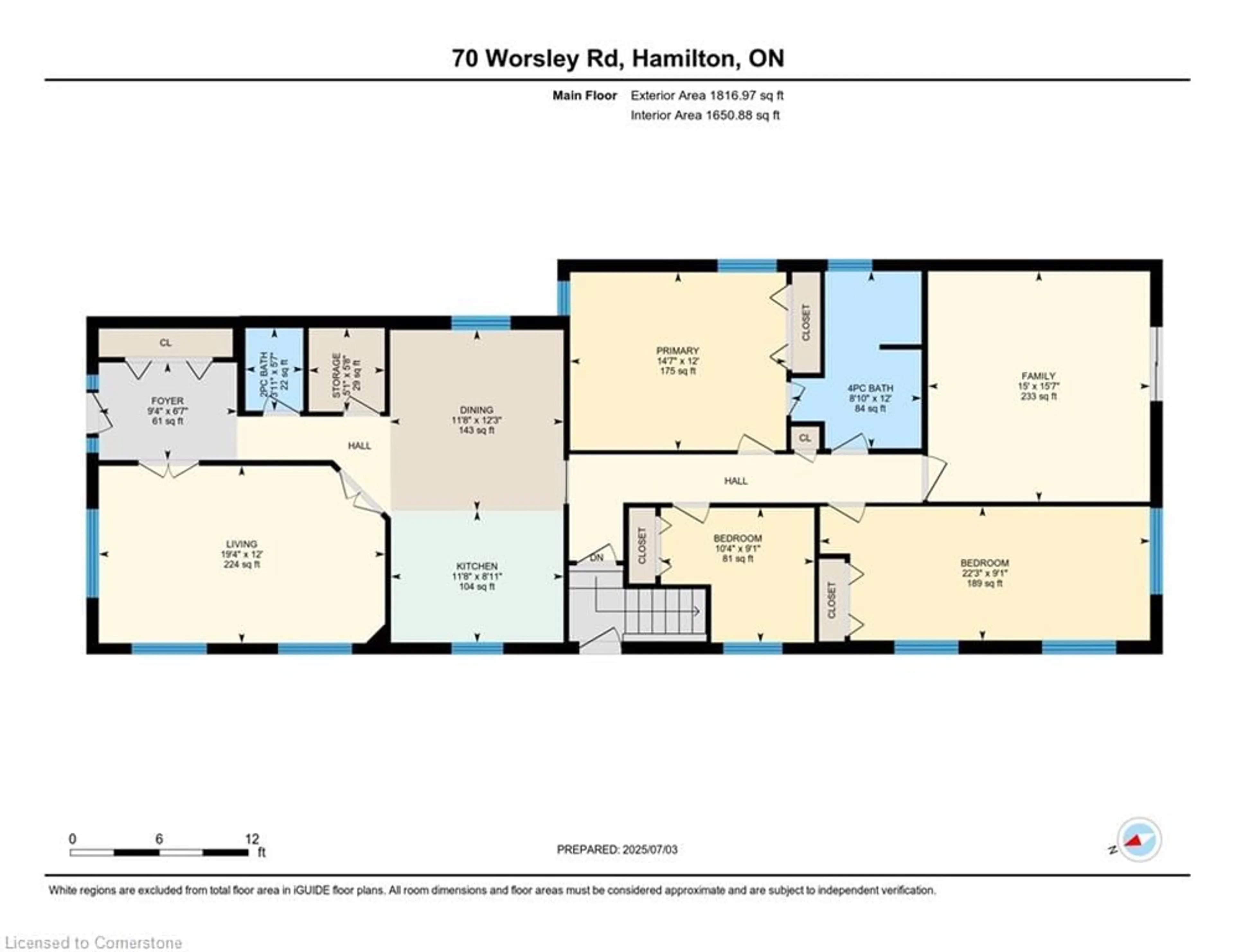 Floor plan for 70 Worsley Rd, Stoney Creek Ontario L8E 2G3