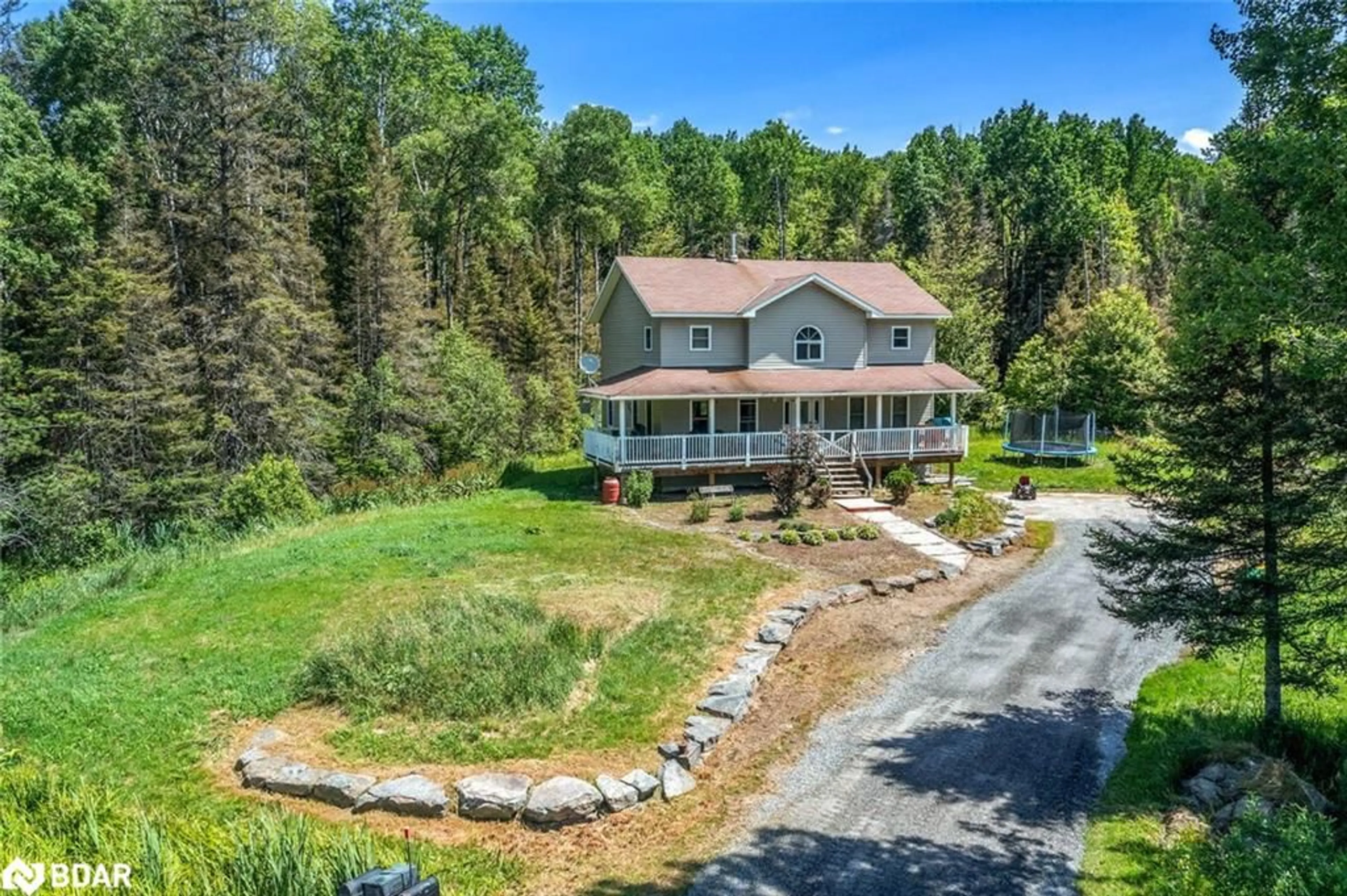 A pic from outside/outdoor area/front of a property/back of a property/a pic from drone, water/lake/river/ocean view for 215 O'brien Rd, Sundridge Ontario P0A 1Z0