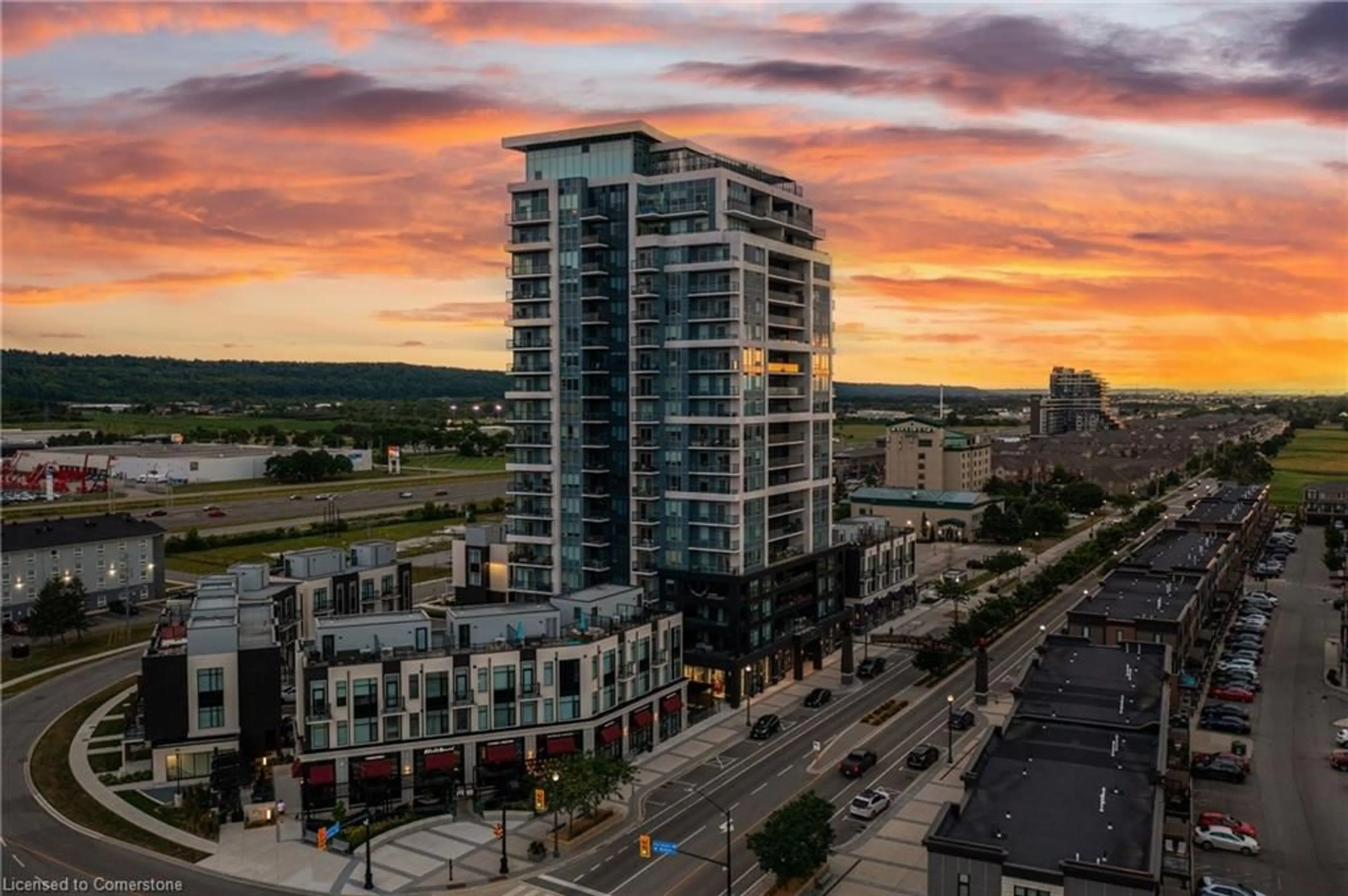 A pic from outside/outdoor area/front of a property/back of a property/a pic from drone, city buildings view from balcony for 385 Winston Rd #1205, Grimsby Ontario L3M 4E8