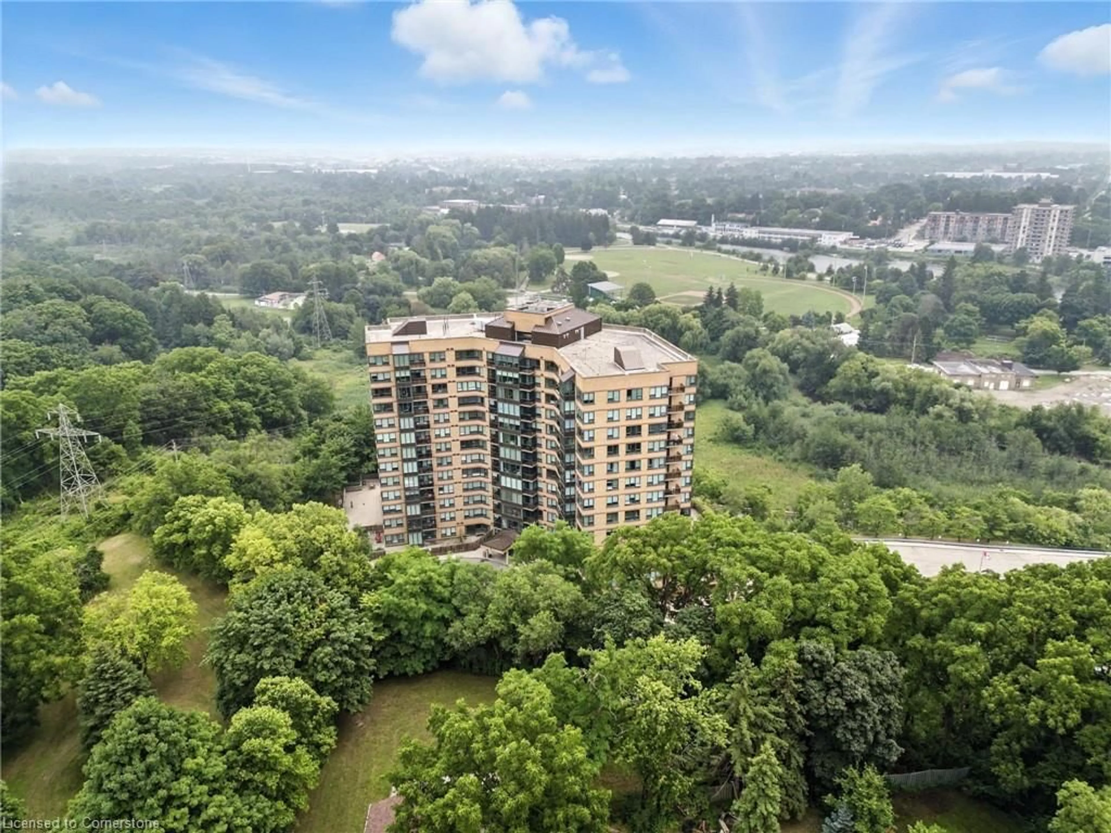 A pic from outside/outdoor area/front of a property/back of a property/a pic from drone, city buildings view from balcony for 237 King St #1104, Cambridge Ontario N3H 5L2