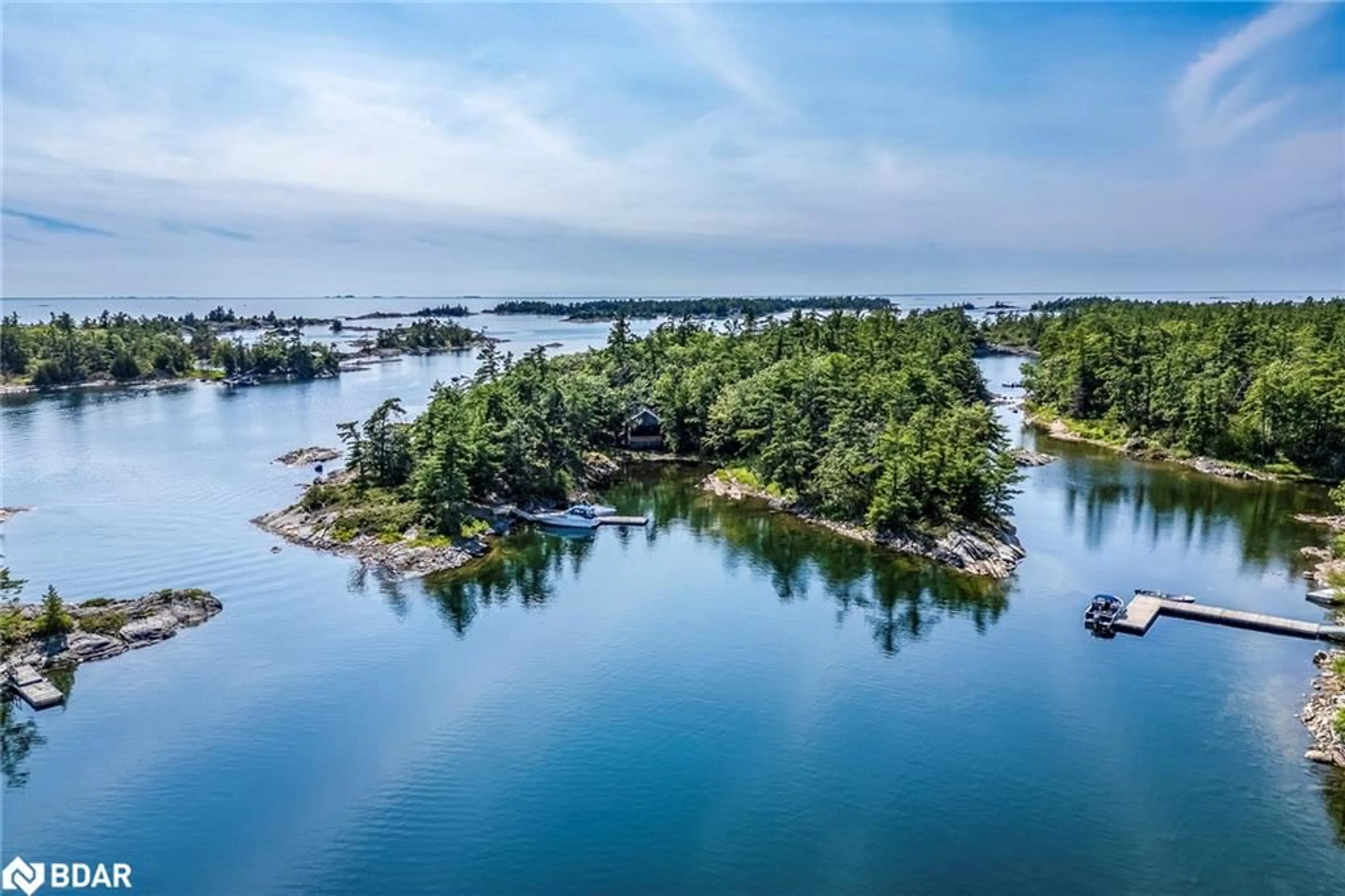A pic from outside/outdoor area/front of a property/back of a property/a pic from drone, water/lake/river/ocean view for 1 Gb466 Island, ARCHIPELAGO Ontario P2A 1T2