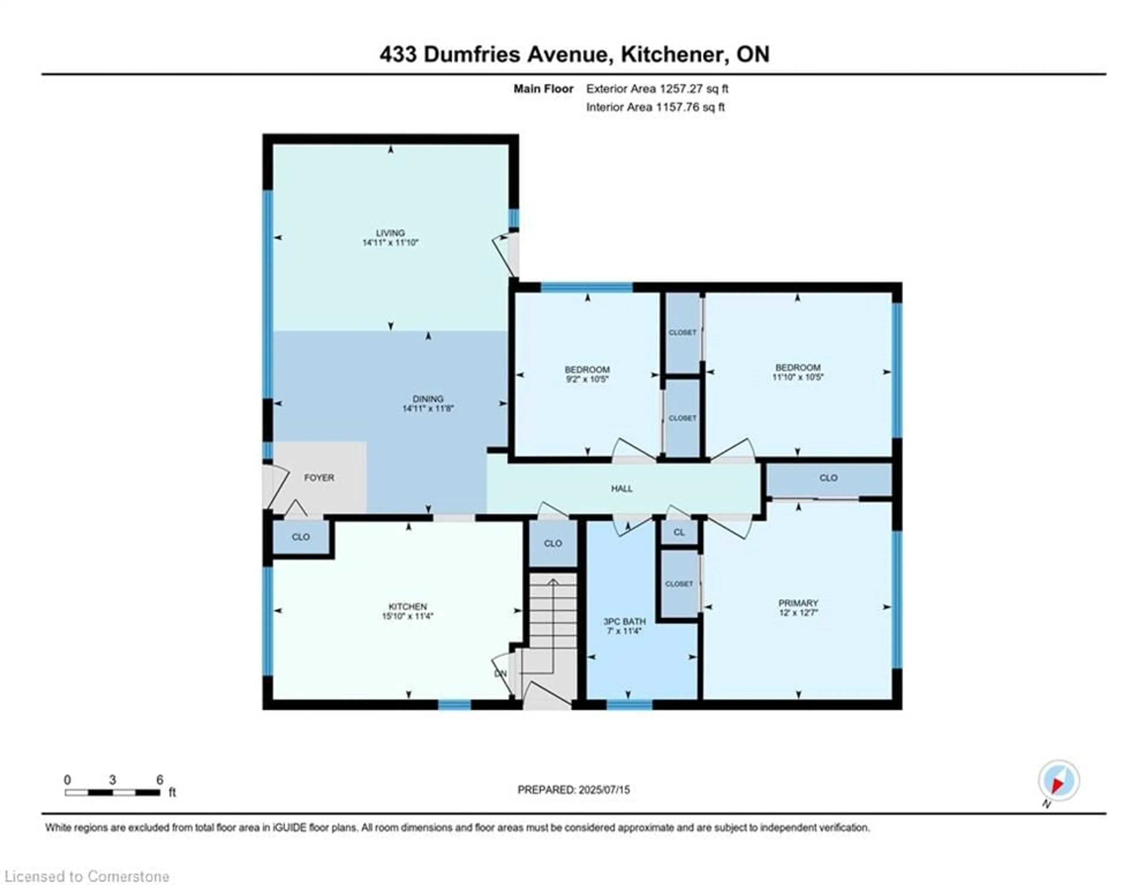 Floor plan for 433 Dumfries Ave, Kitchener Ontario N2H 2E9
