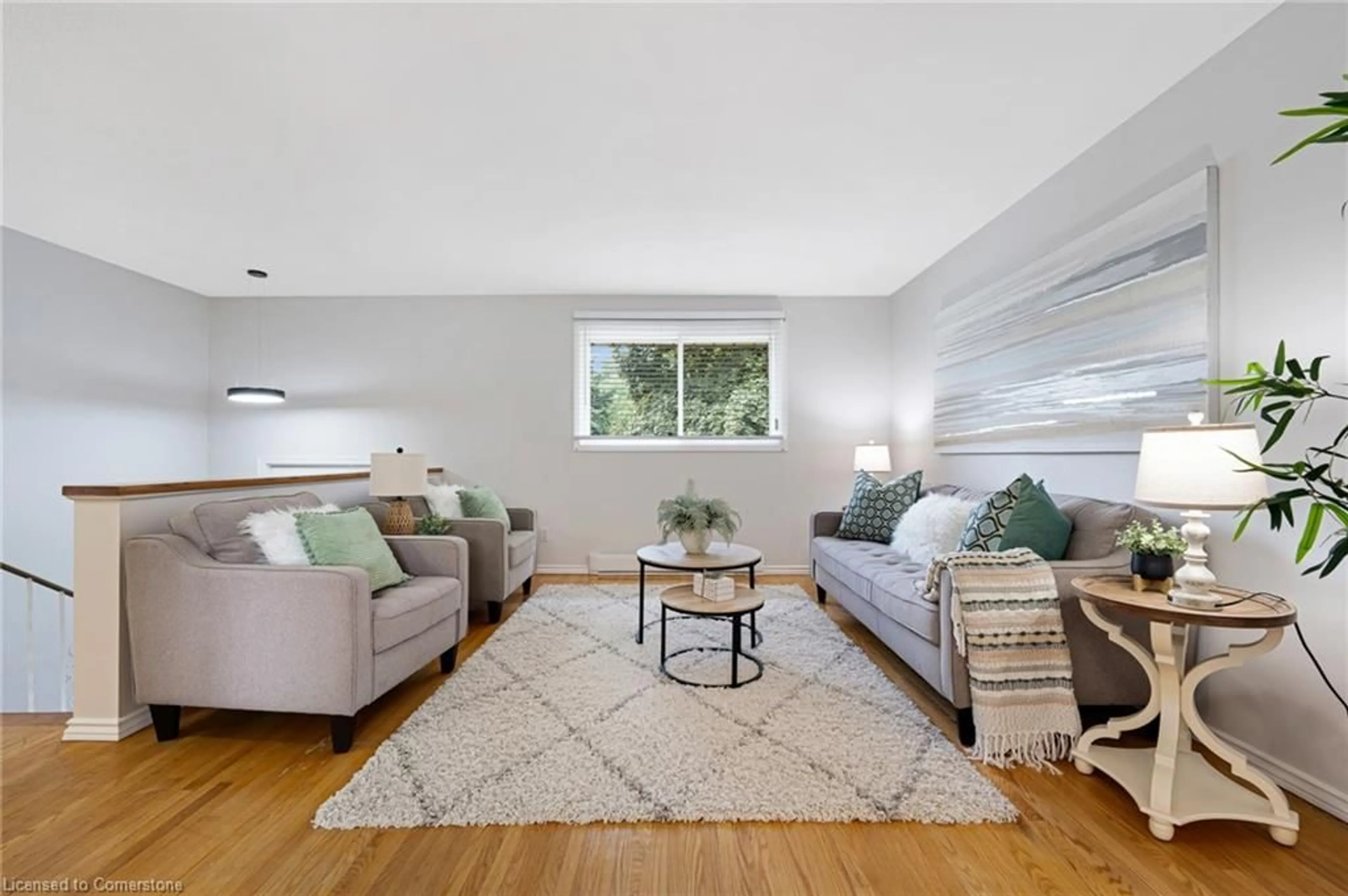 Living room with furniture, wood/laminate floor for 95 Rosslinn Rd, Cambridge Ontario N1S 3K3