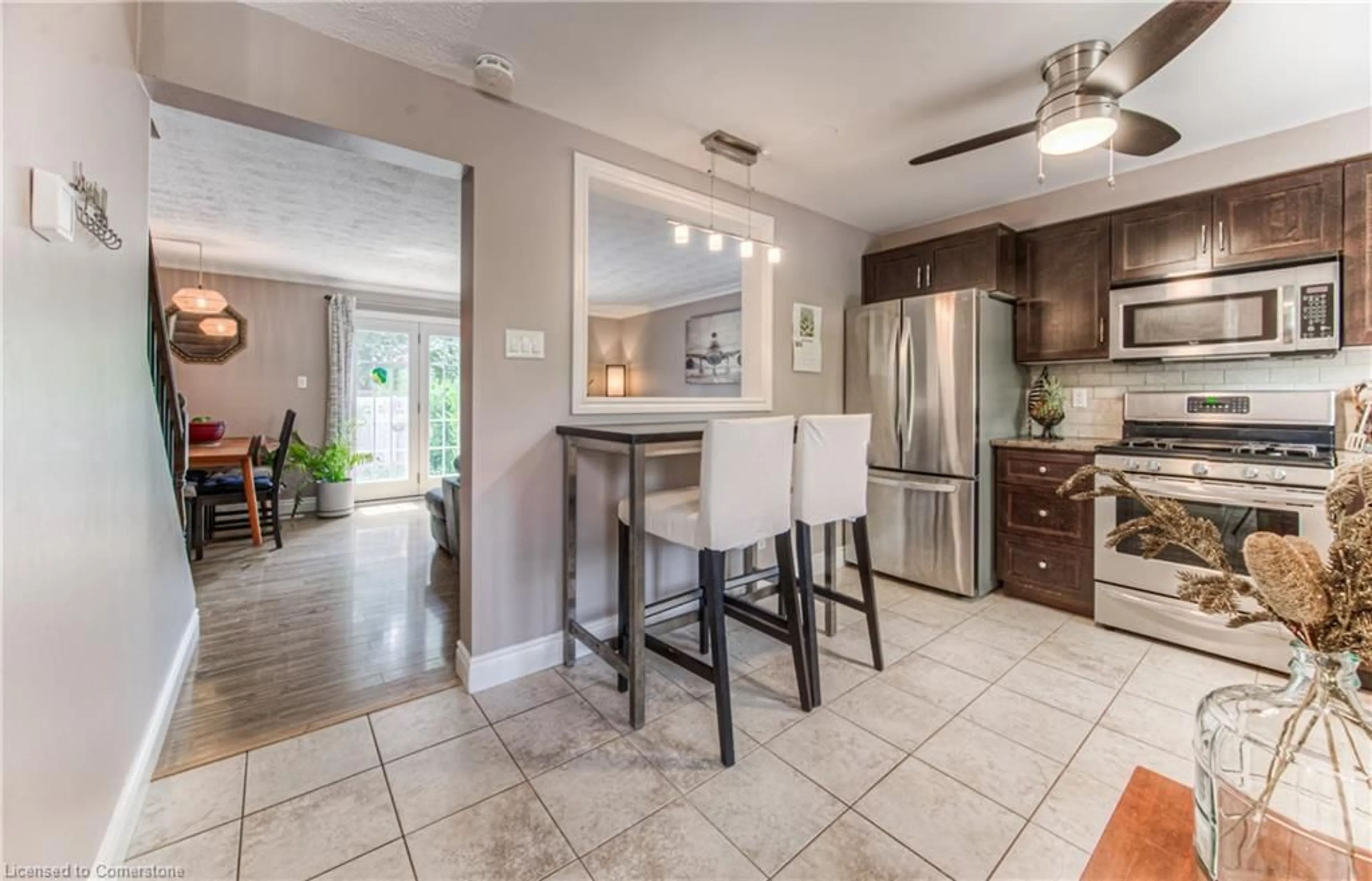 Open concept kitchen, ceramic/tile floor for 294 Fergus Ave #23, Kitchener Ontario N2A 2H5