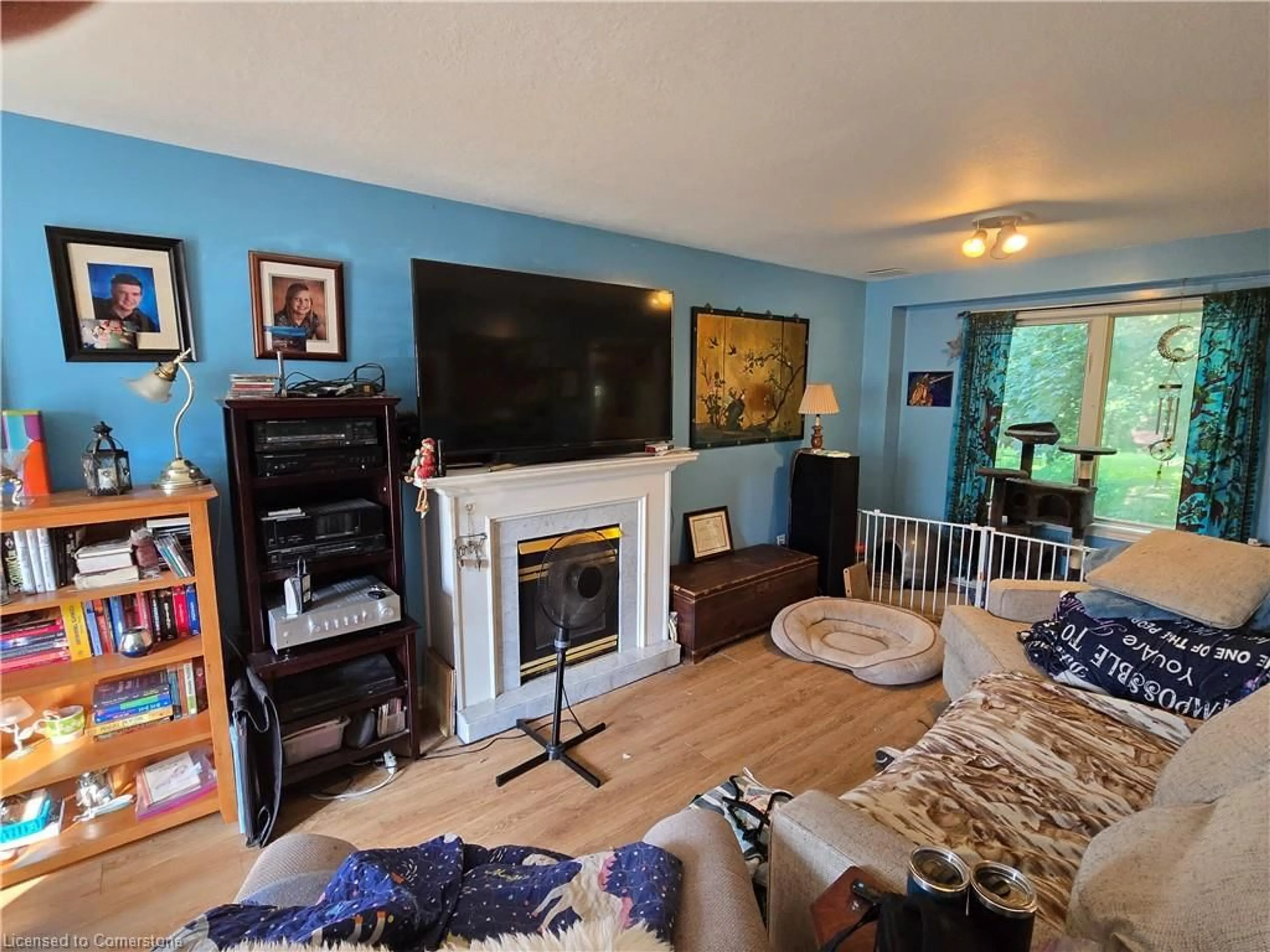 Living room with furniture, wood/laminate floor for 206 General Dr, Kitchener Ontario N2K 3S6