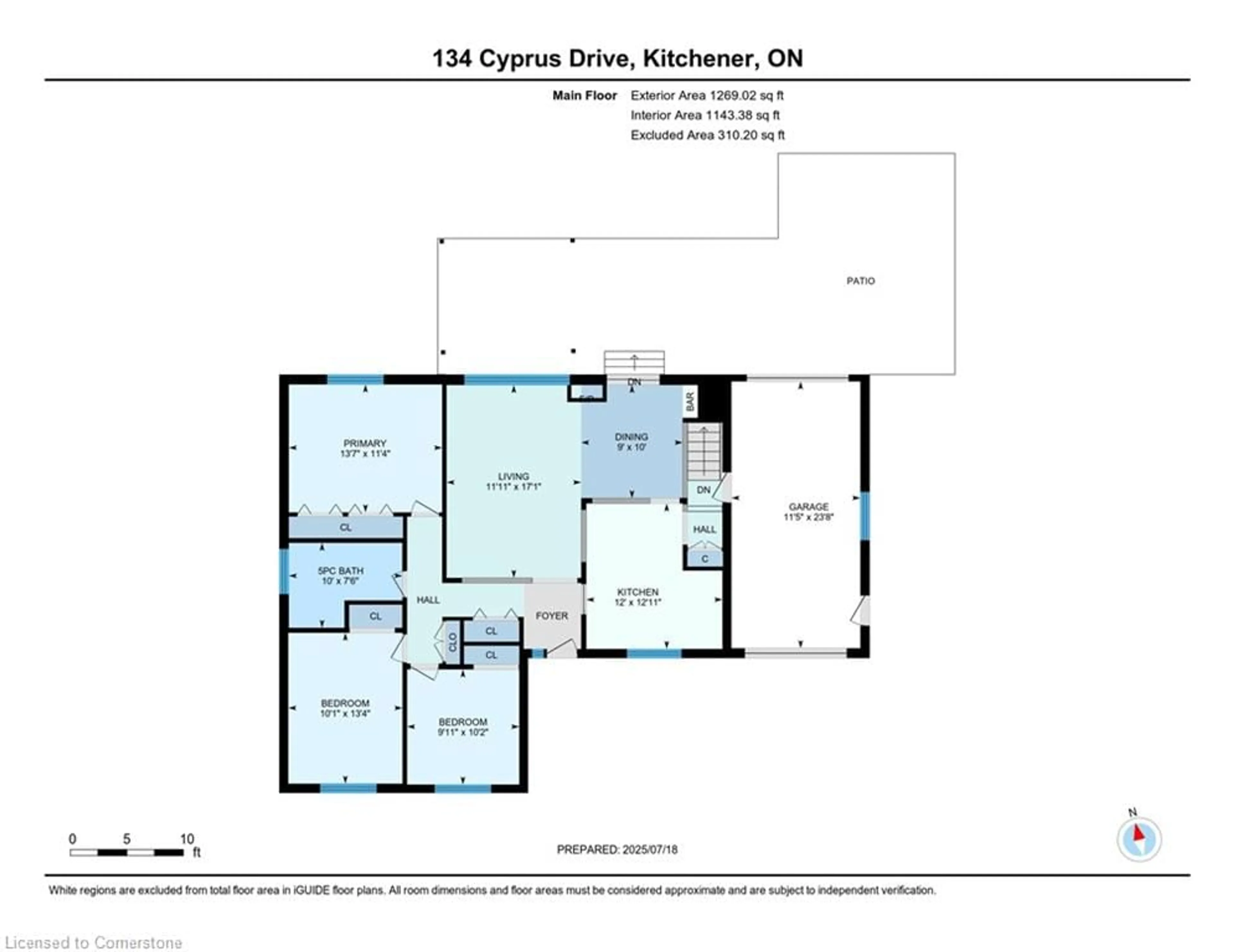 Floor plan for 134 Cyprus Dr, Kitchener Ontario N2M 4R5