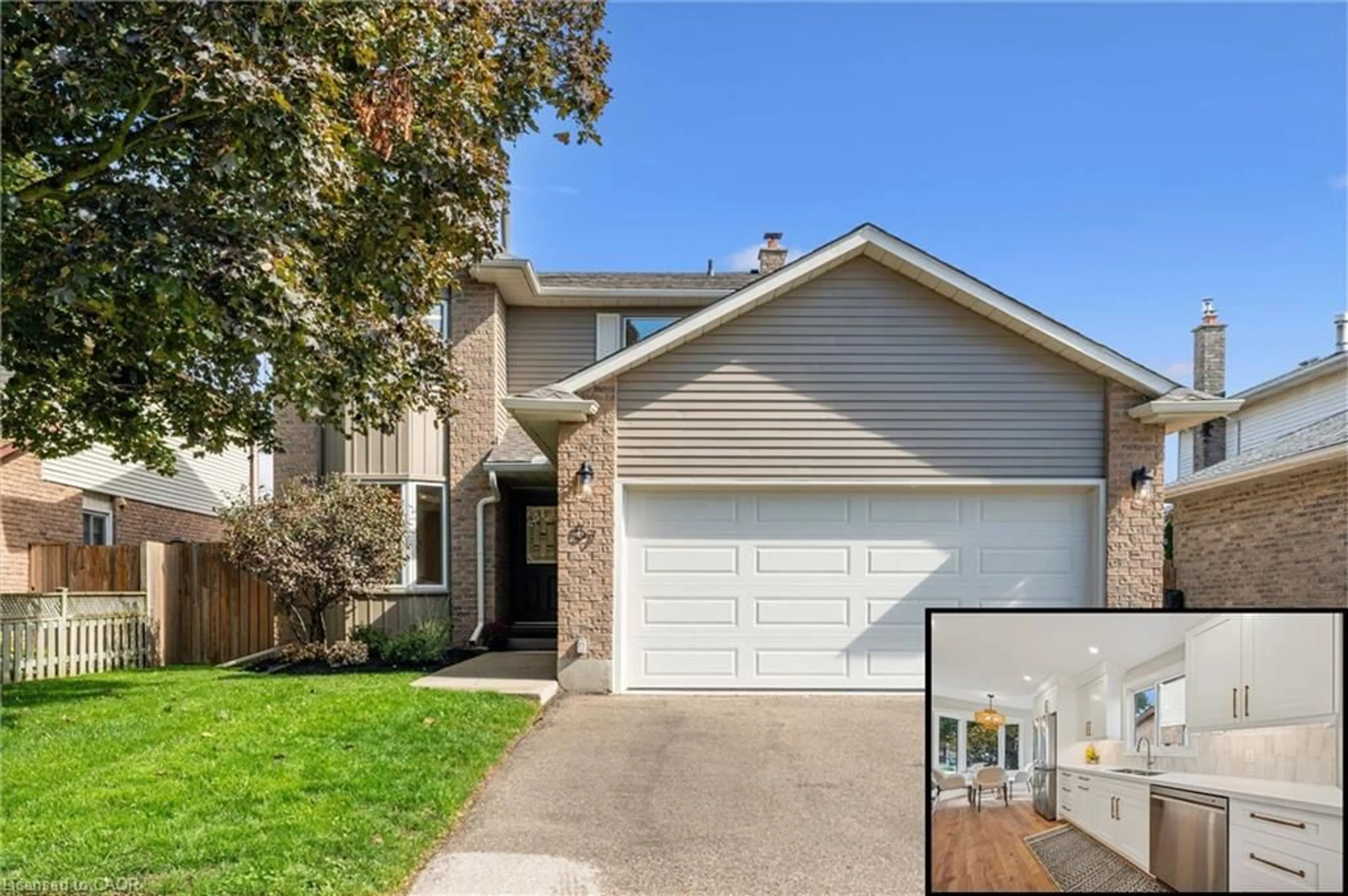 Home with vinyl exterior material, street for 57 Foxridge Dr, Cambridge Ontario N3C 3L8