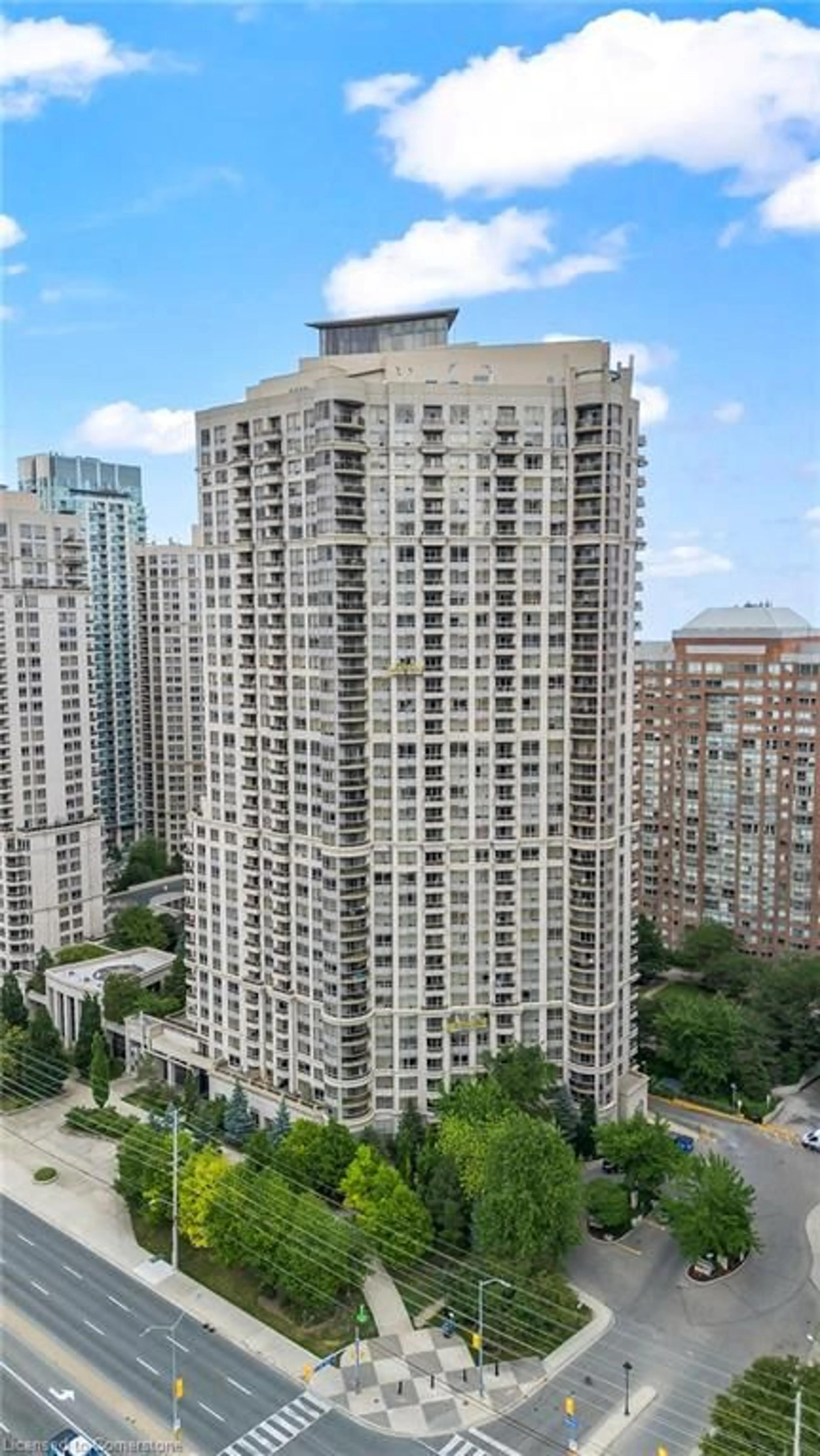 A pic from outside/outdoor area/front of a property/back of a property/a pic from drone, city buildings view from balcony for 310 Burnhamthorpe Rd #401, Mississauga Ontario L5B 4P9