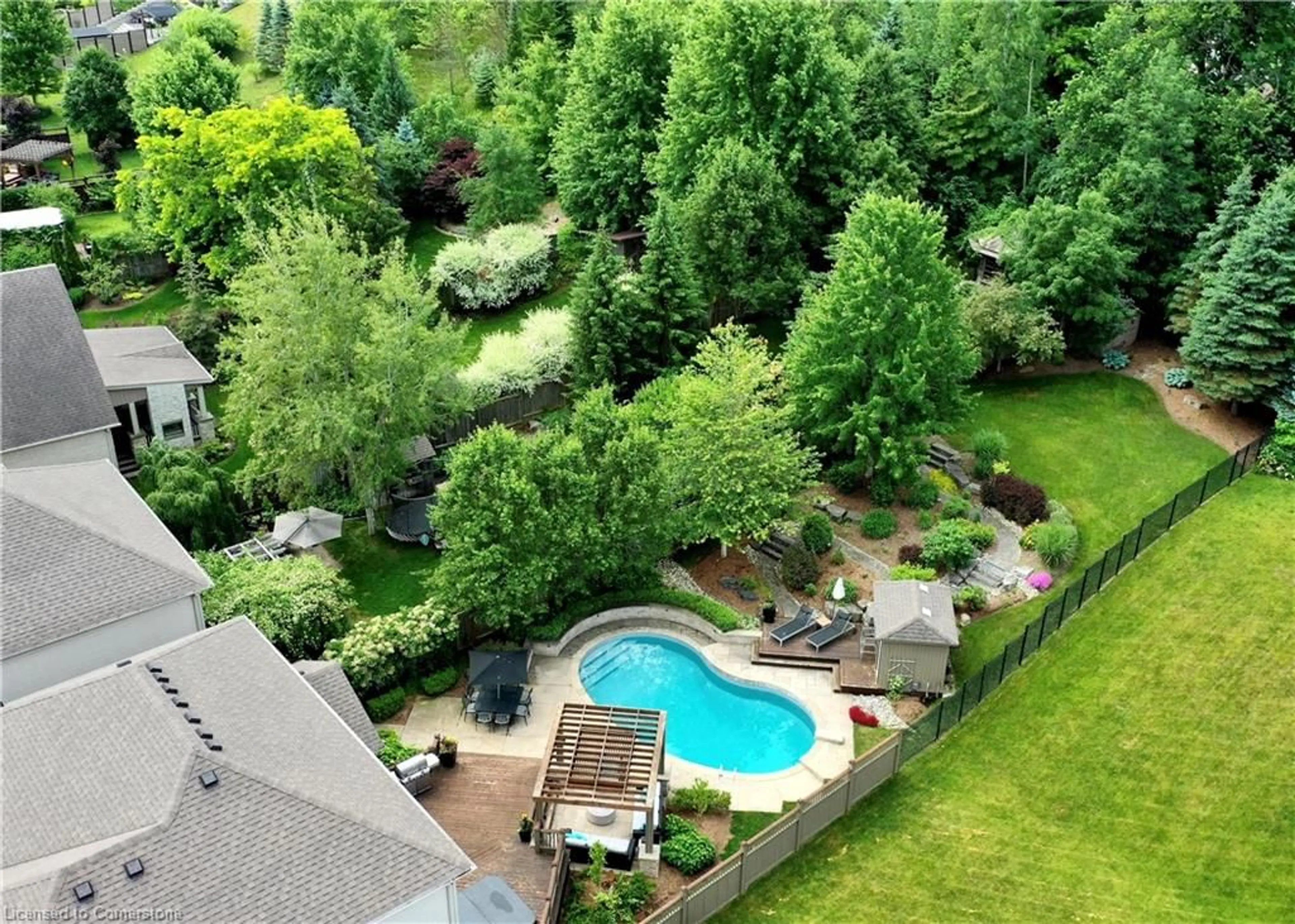A pic from outside/outdoor area/front of a property/back of a property/a pic from drone, water/lake/river/ocean view for 847 Creekside Dr, Waterloo Ontario N2V 2S7