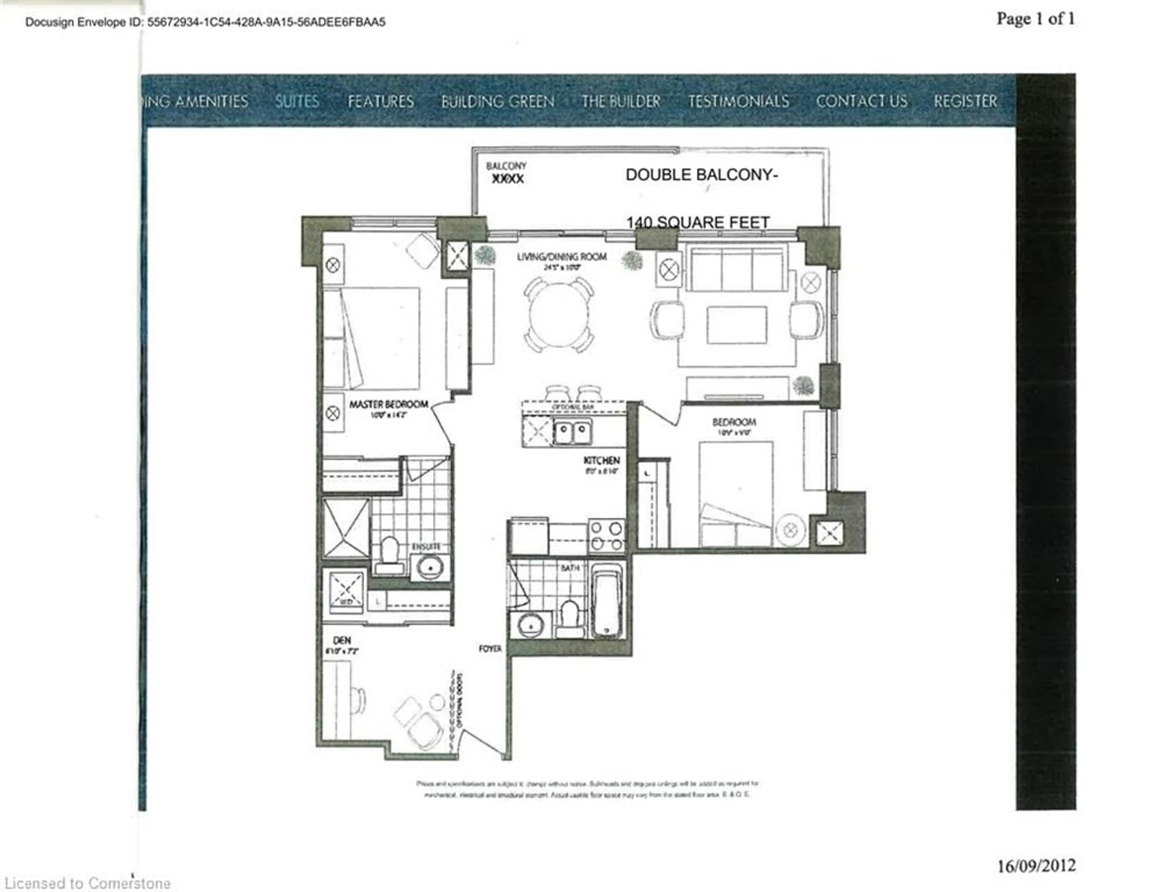Floor plan for 150 Water Street North St #1007, Cambridge Ontario N1R 0B5