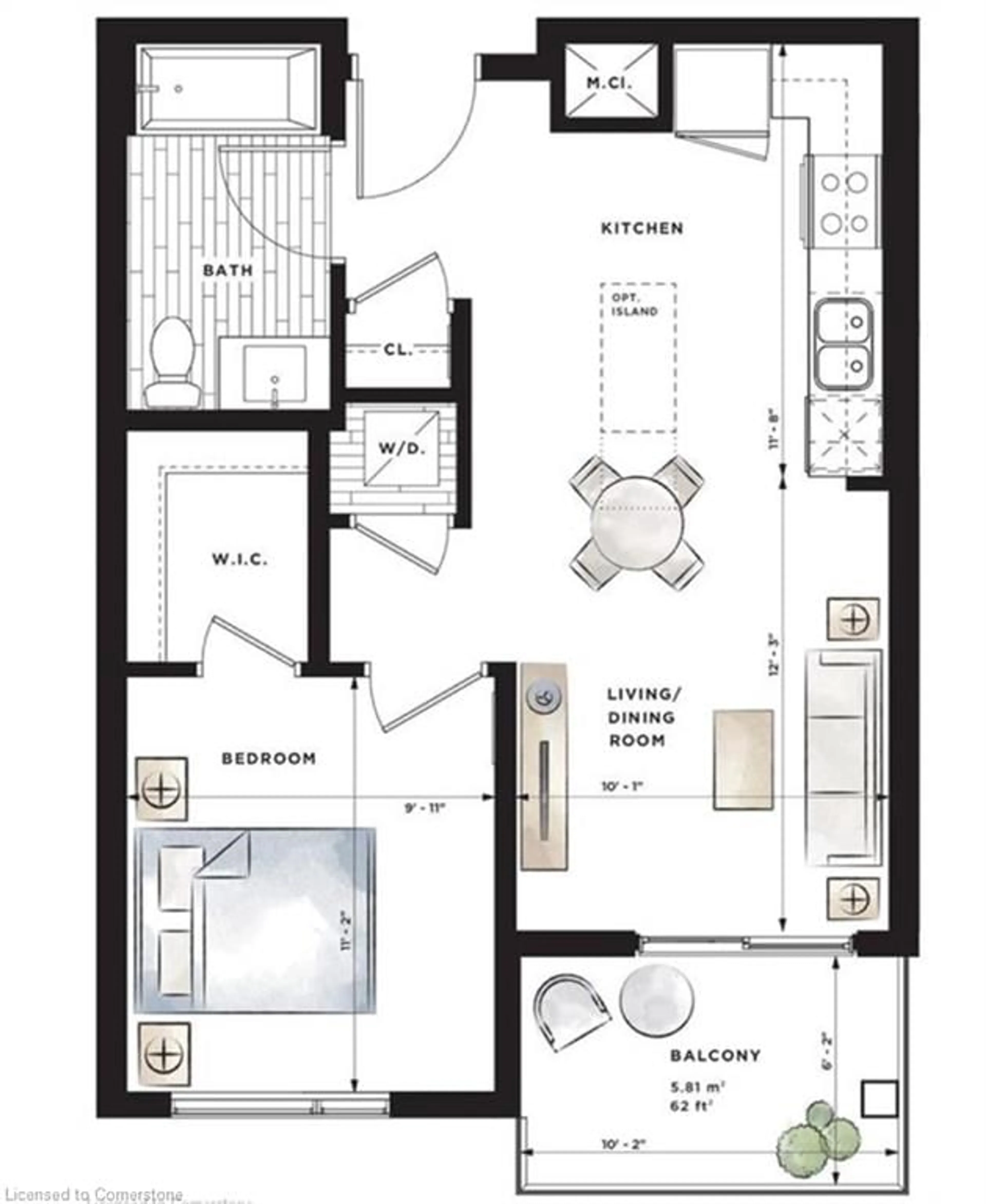 Floor plan for 243 Northfield Dr #208, Waterloo Ontario N2K 0H2