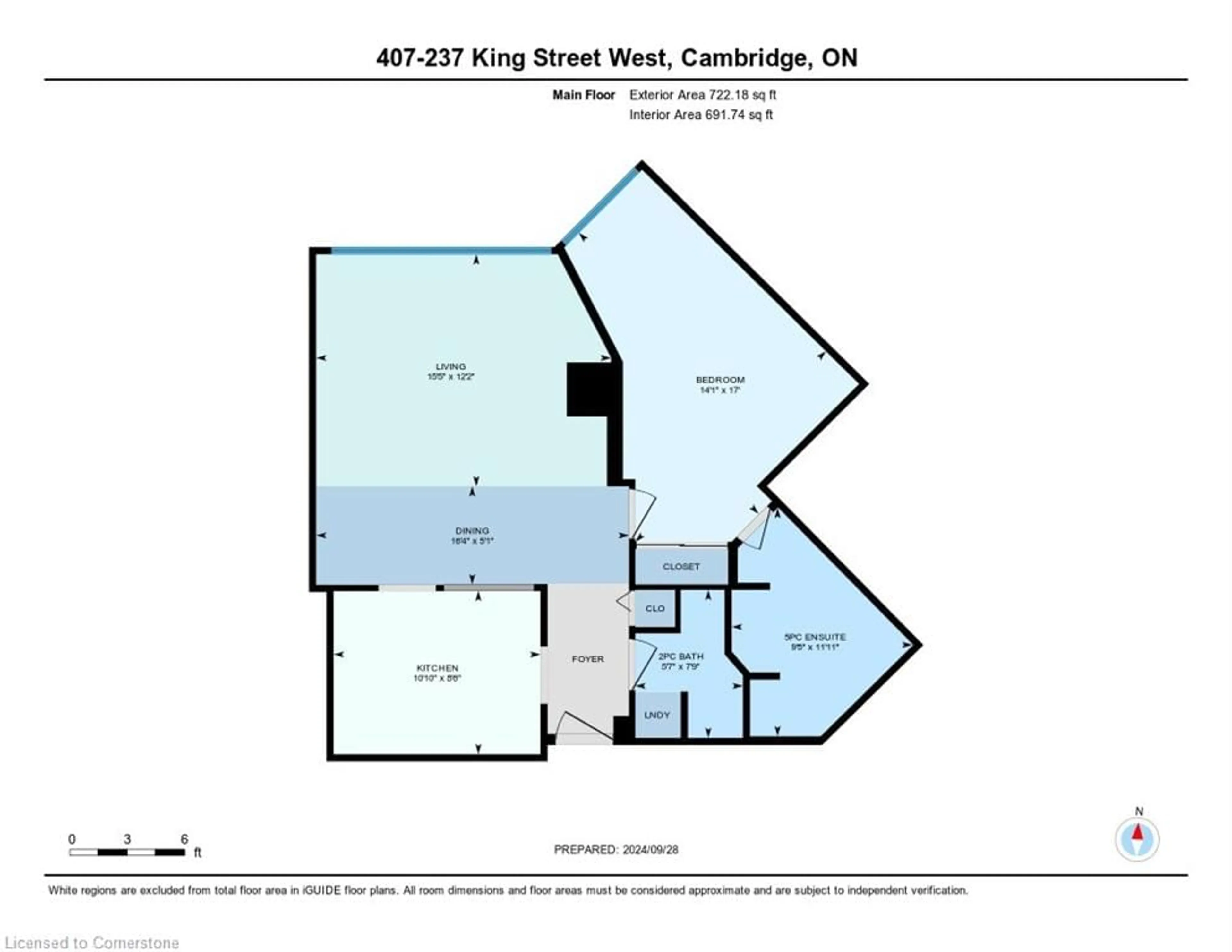 Floor plan for 237 King St #407, Cambridge Ontario N3H 5L2