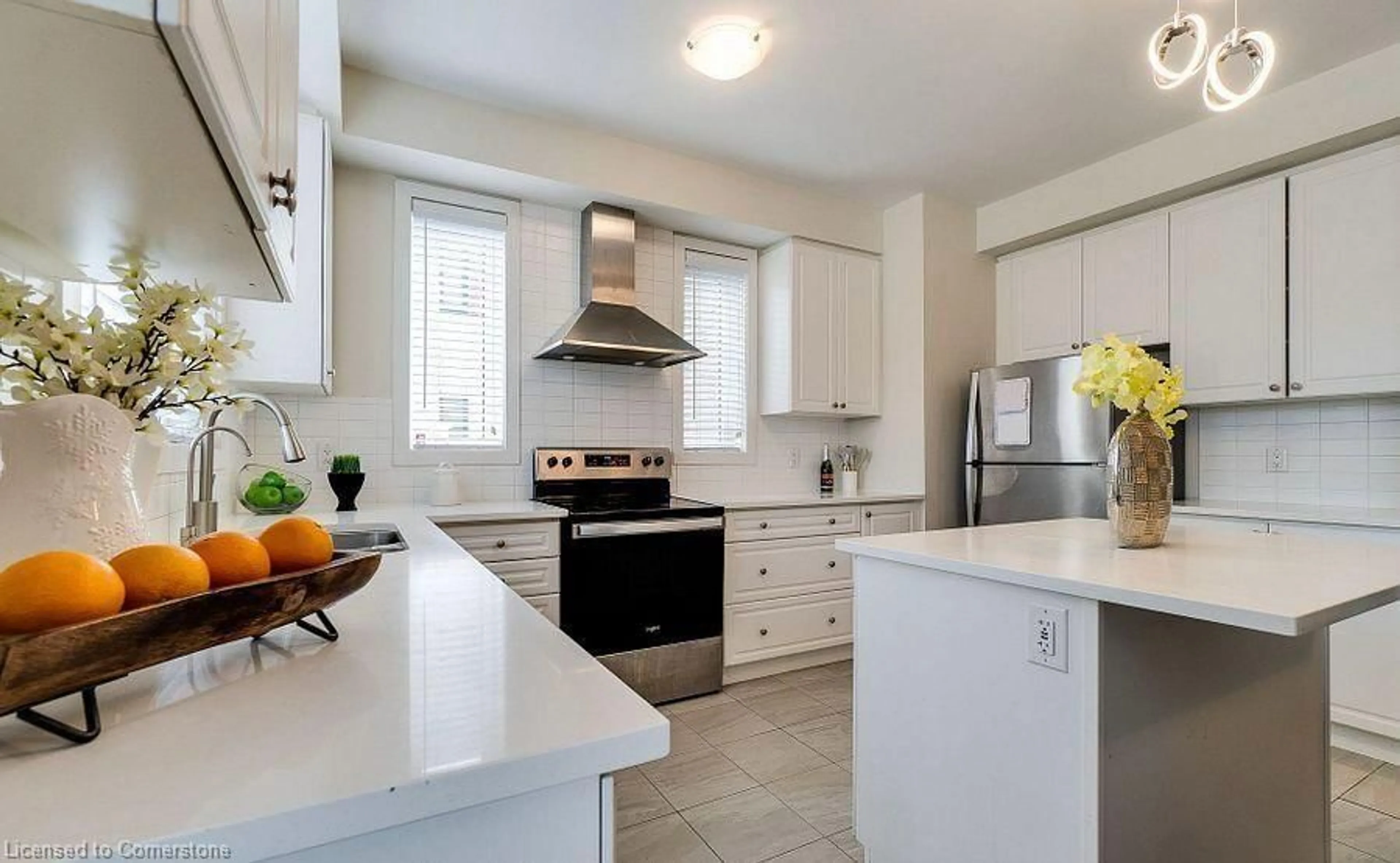 Open concept kitchen, ceramic/tile floor for 590 North Service Rd, Stoney Creek Ontario L8E 0K5