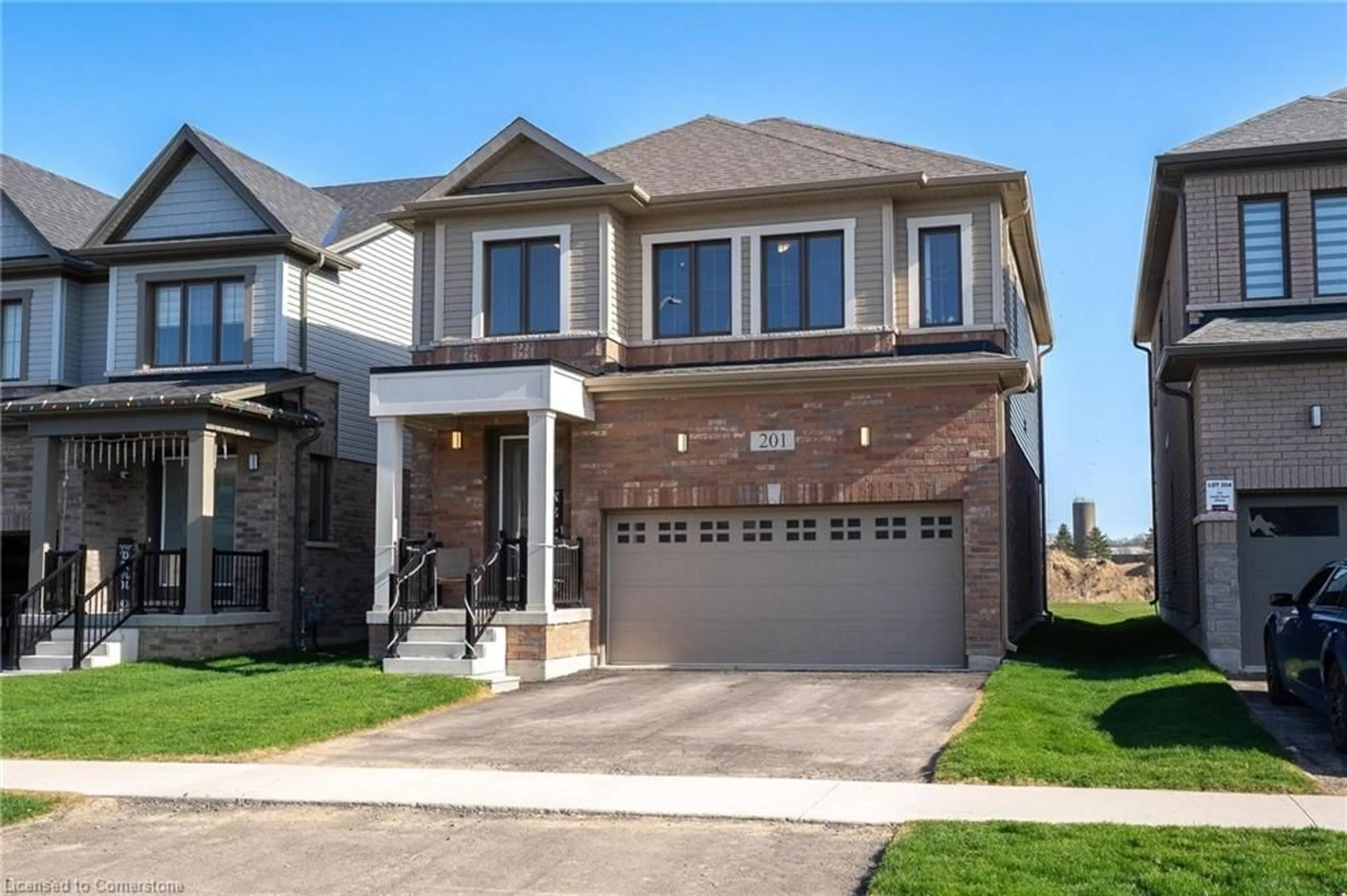 Home with brick exterior material, street for 201 Leslie Davis St, Ayr Ontario N0B 1E0