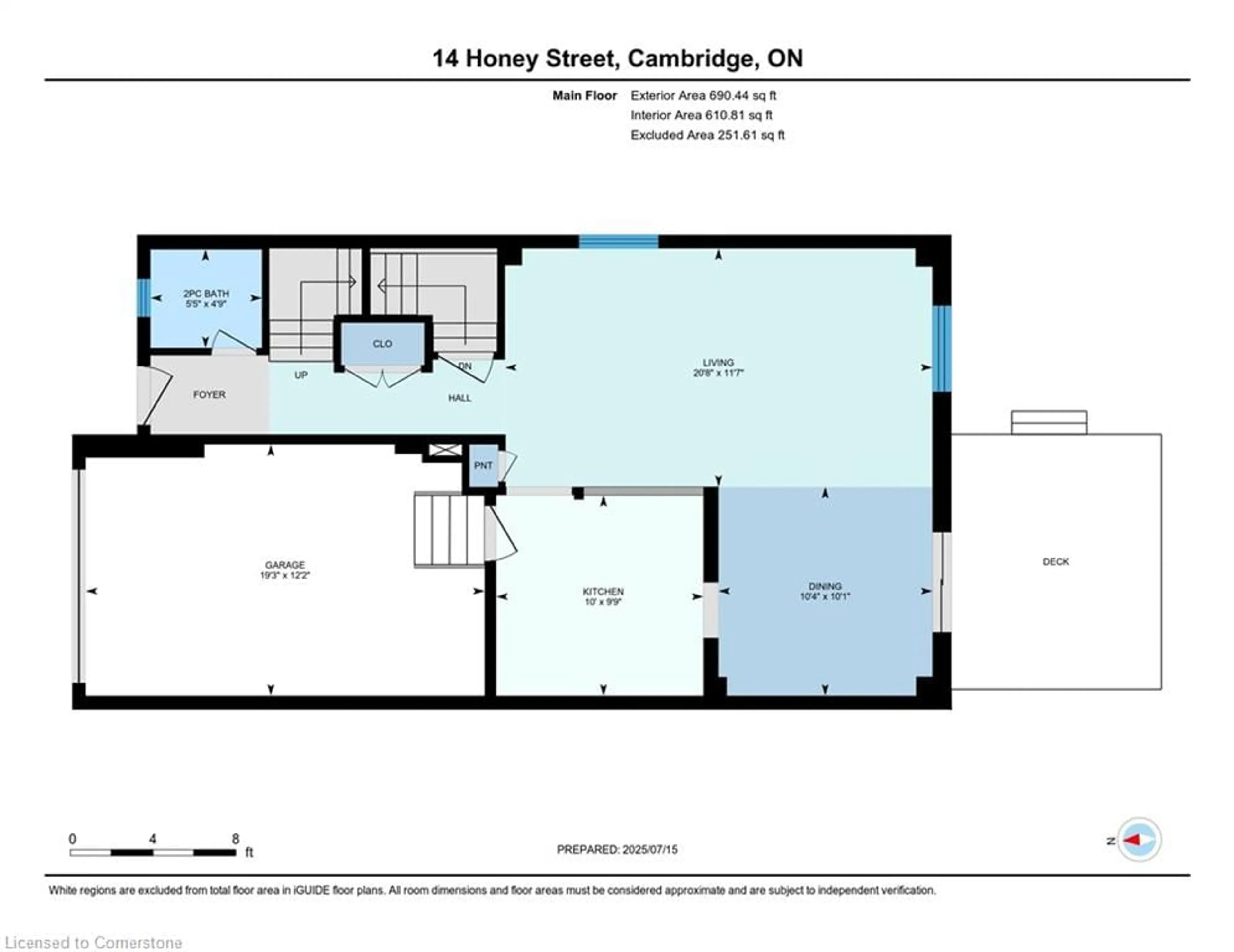 Floor plan for 14 Honey St, Cambridge Ontario N1T 2C8
