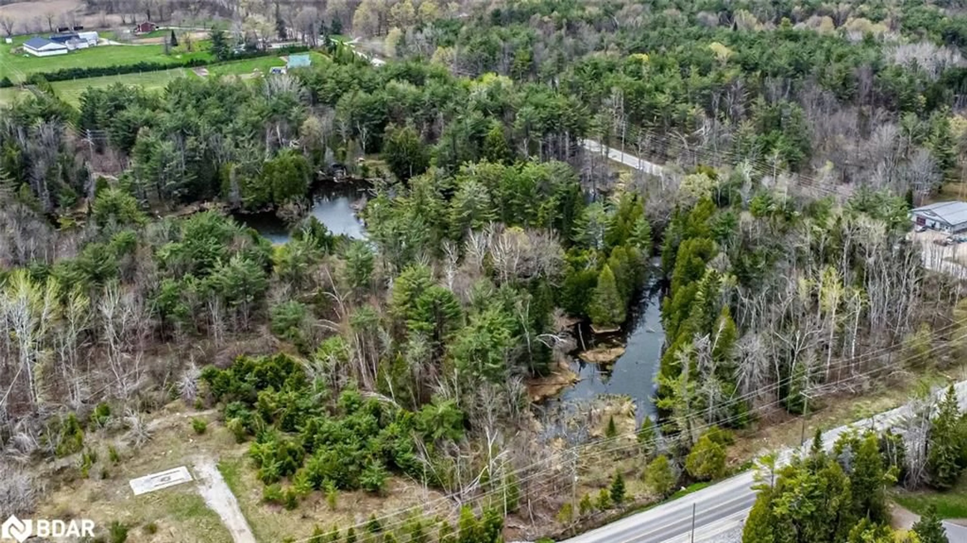 A pic from outside/outdoor area/front of a property/back of a property/a pic from drone, forest/trees view for 4016 Carlyon Line, Severn Ontario L3V 0W8