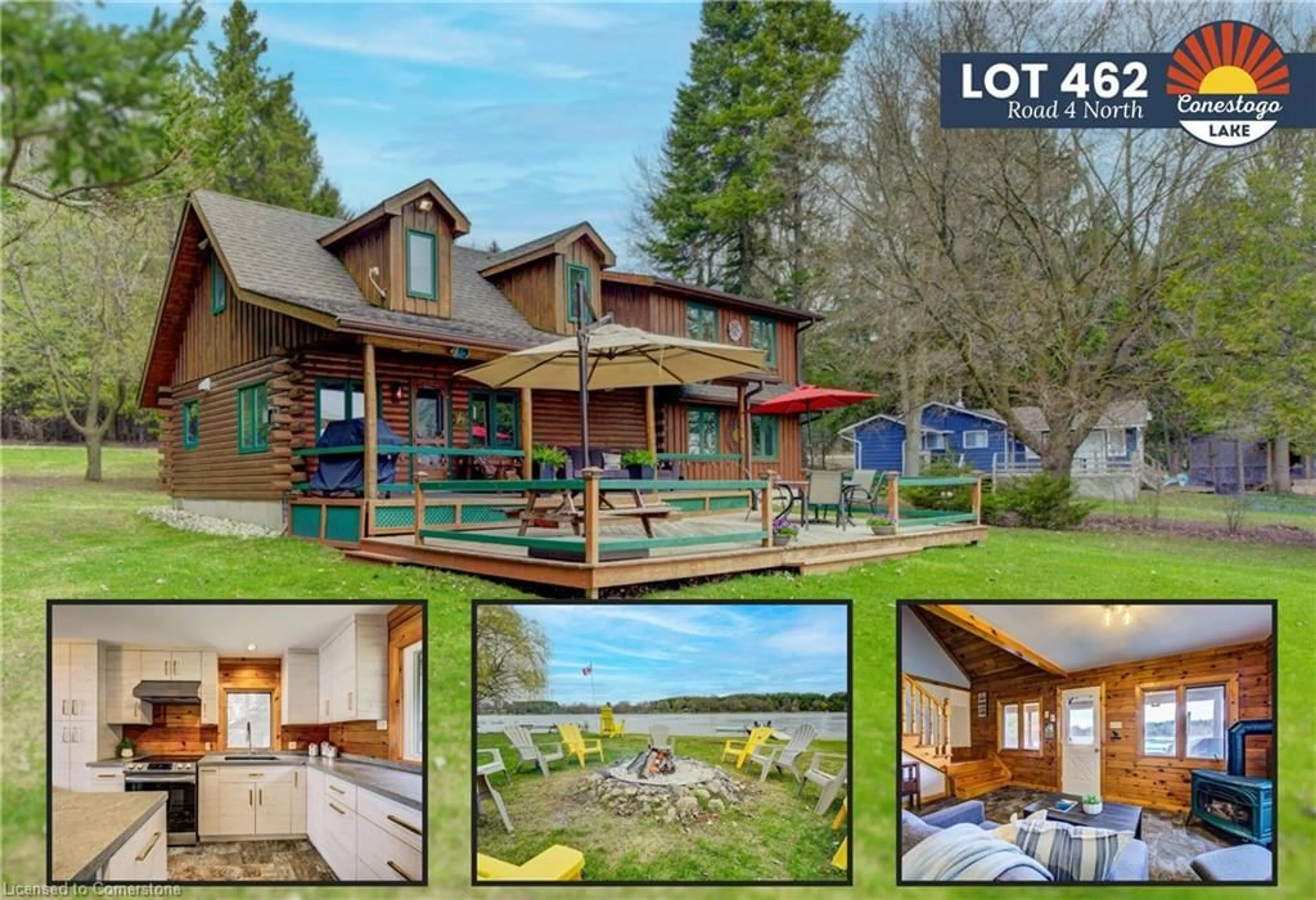 A pic from outside/outdoor area/front of a property/back of a property/a pic from drone, water/lake/river/ocean view for 462 Road 4, Conestogo Lake Ontario N0B 2S0