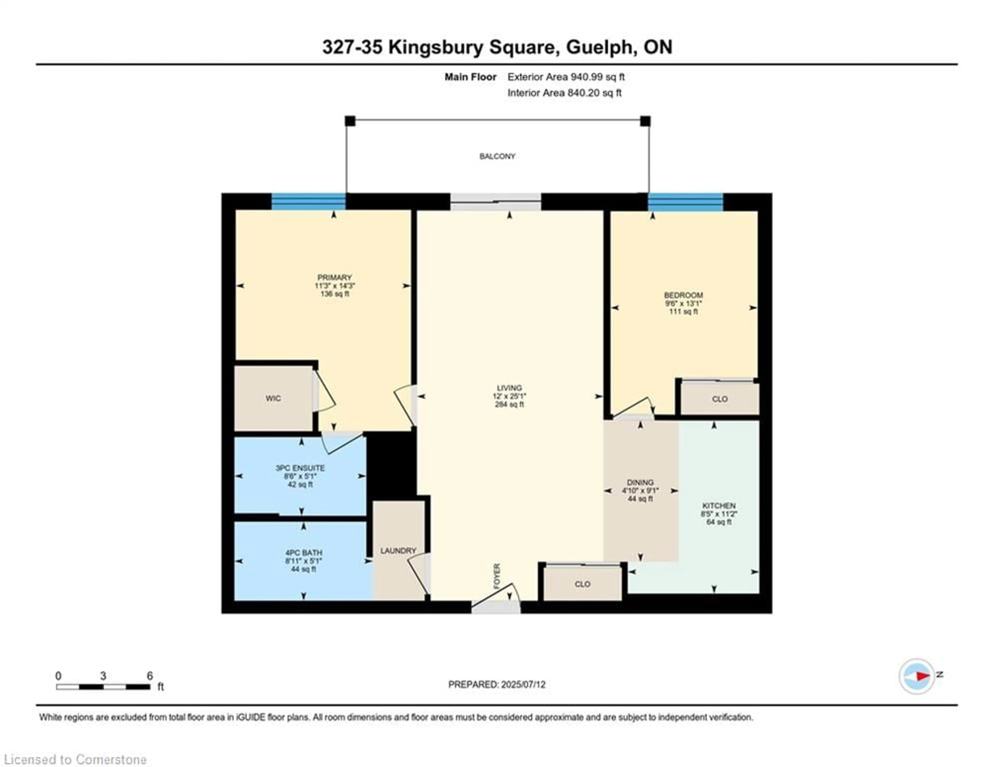 Floor plan for 35 Kingsbury Square #327, Guelph Ontario N1L 0J4