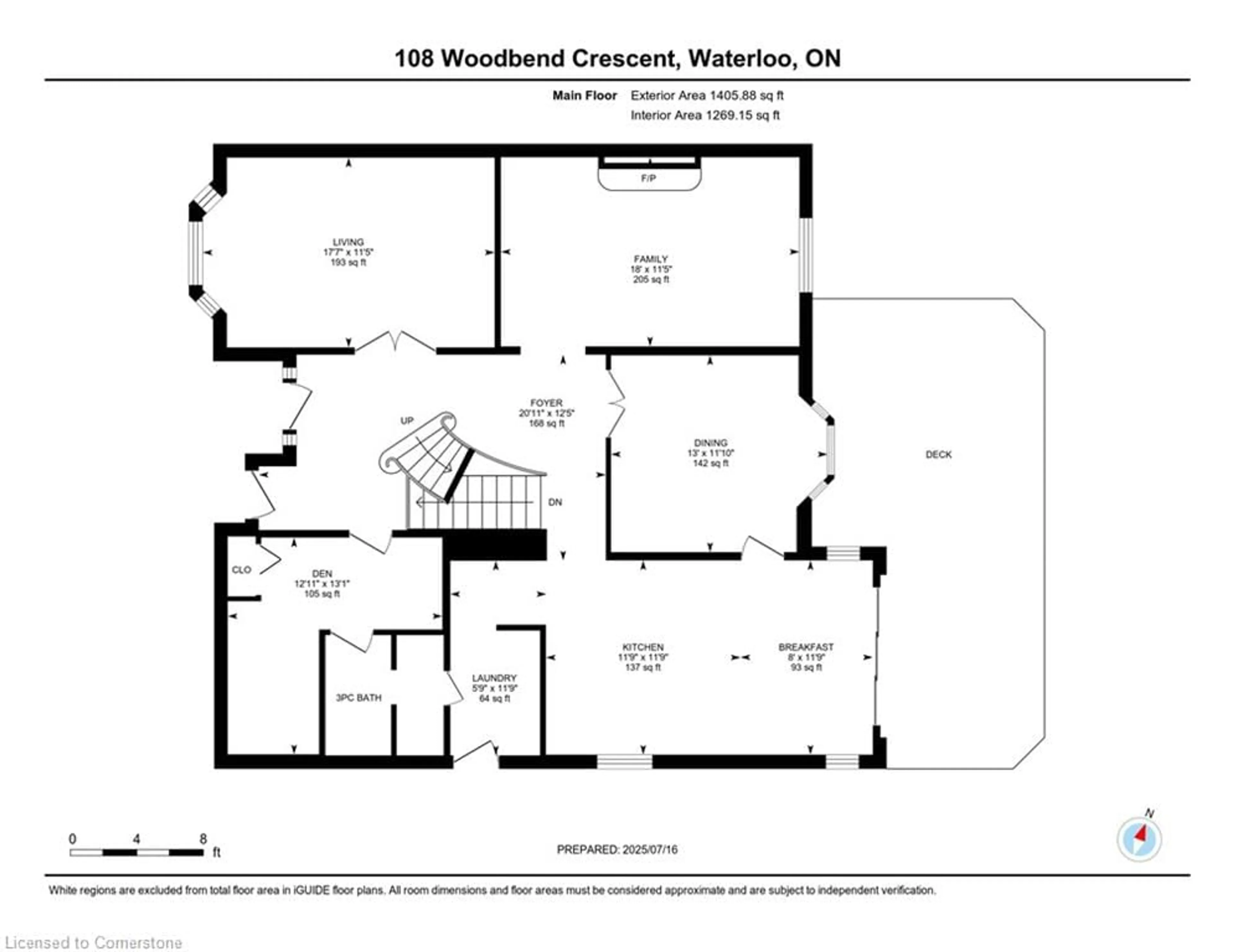 Floor plan for 108 Woodbend Cres, Waterloo Ontario N2T 1G9