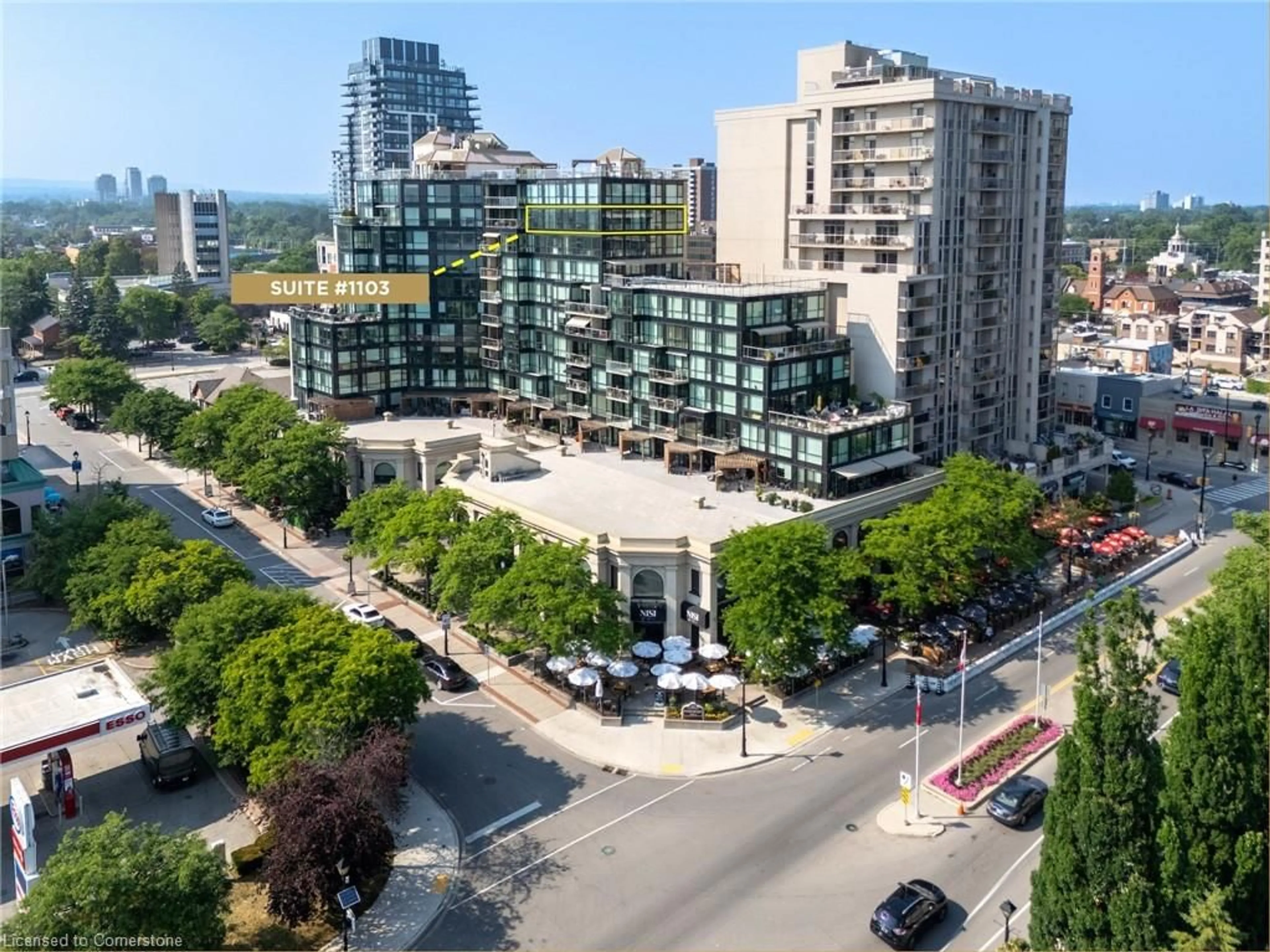 A pic from outside/outdoor area/front of a property/back of a property/a pic from drone, city buildings view from balcony for 415 Locust St #1103, Burlington Ontario L7S 2J2