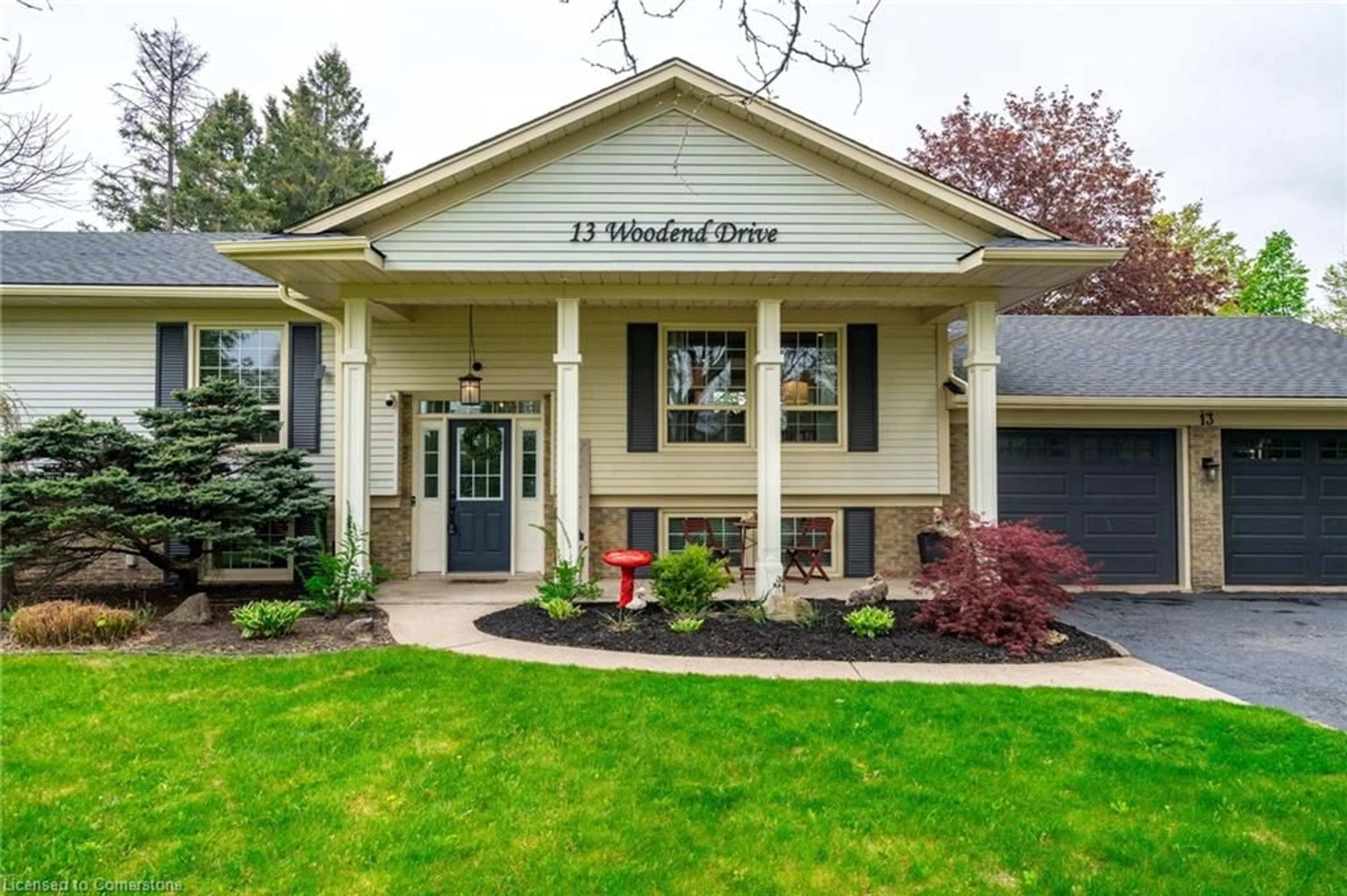 Home with vinyl exterior material, street for 13 Woodend Dr, Carlisle Ontario L0R 1H2