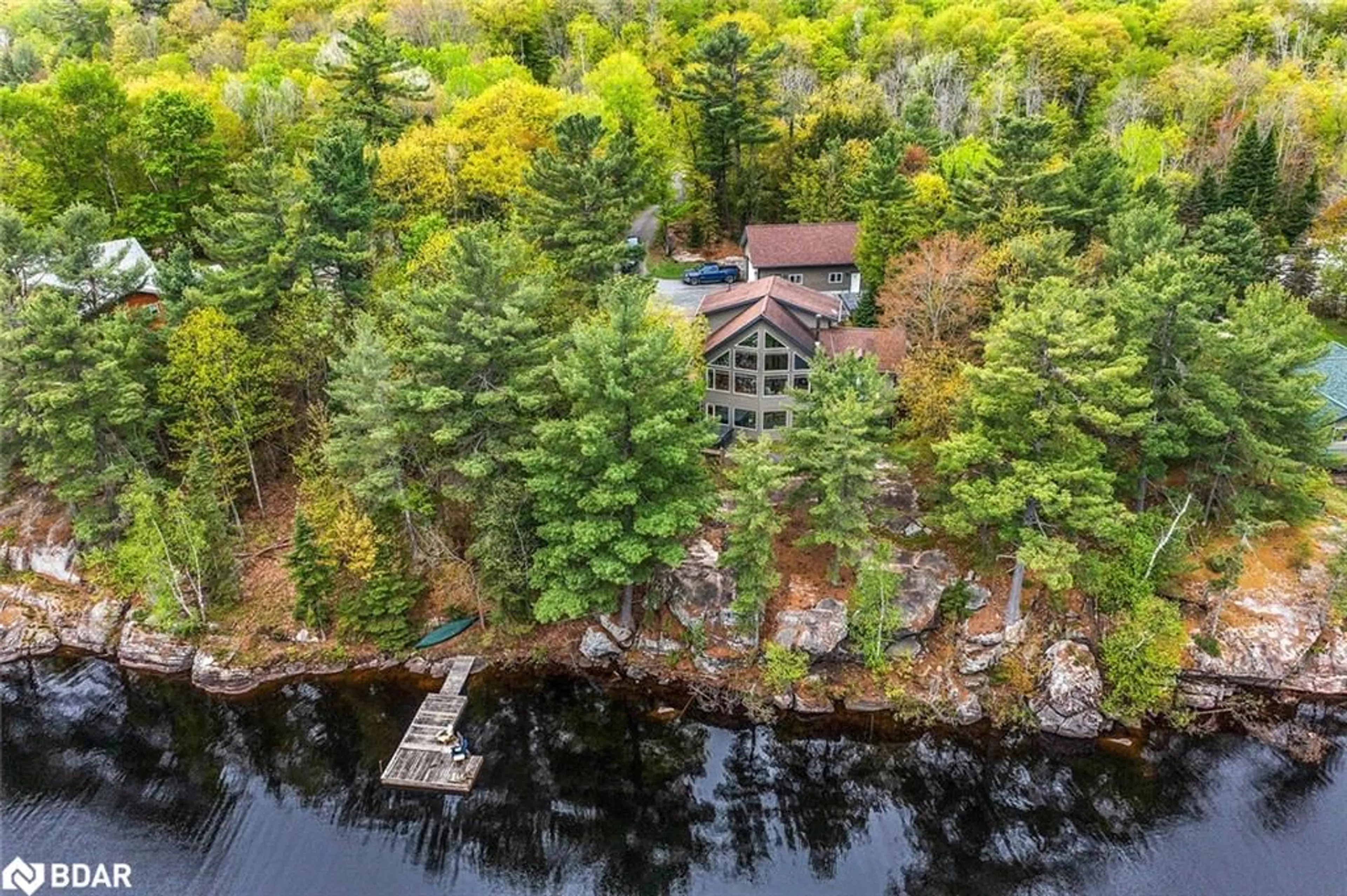 A pic from outside/outdoor area/front of a property/back of a property/a pic from drone, water/lake/river/ocean view for 46 James Rider Rd, Nobel Ontario P0G 1G0