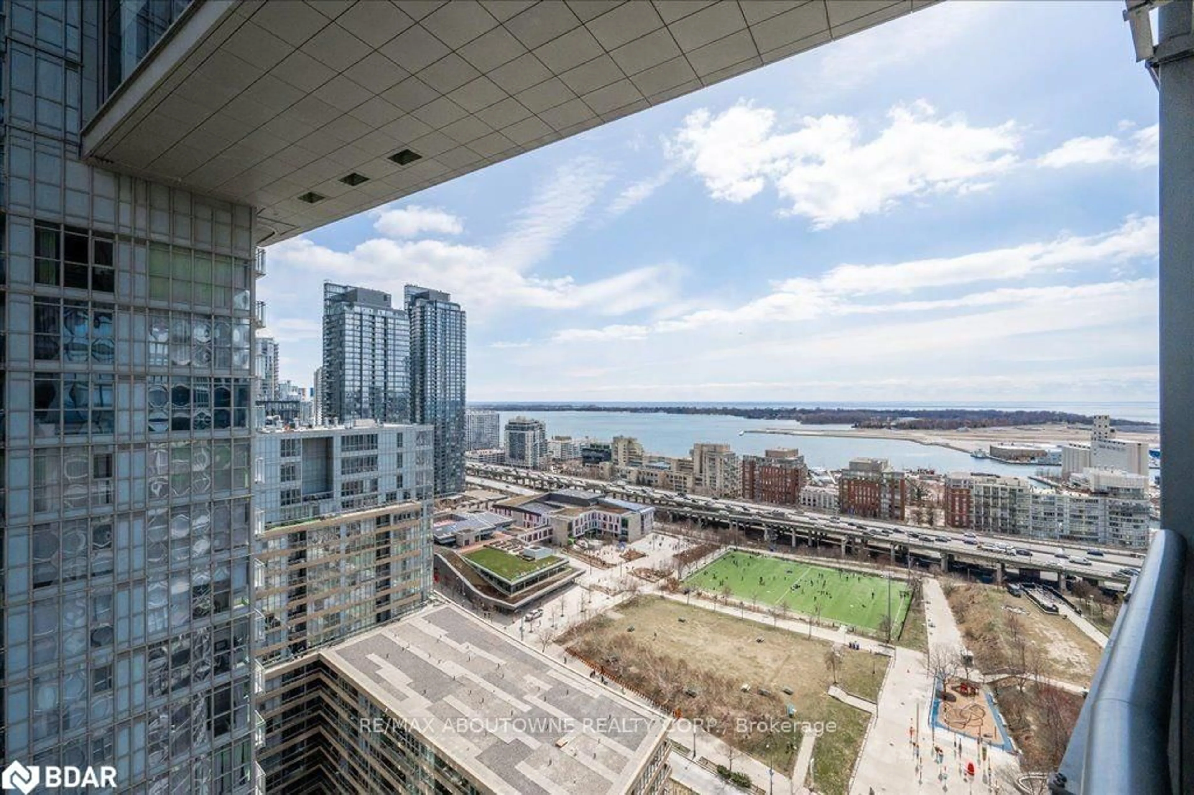 Patio, city buildings view from balcony for 21 Iceboat Terr #2805, Toronto Ontario M5V 4A9