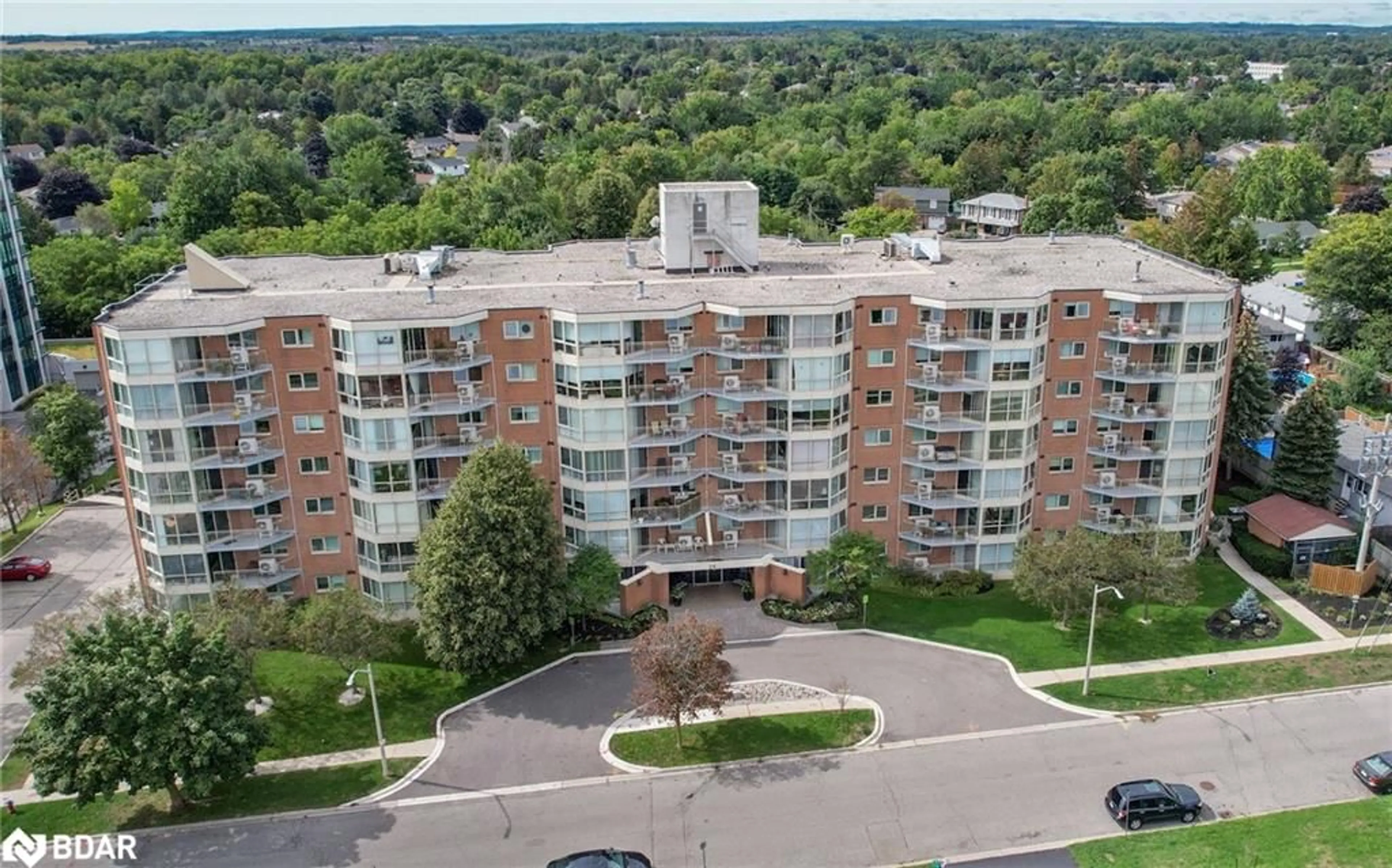 A pic from outside/outdoor area/front of a property/back of a property/a pic from drone, city buildings view from balcony for 26 Hall Rd #302, Georgetown Ontario L7G 5G5