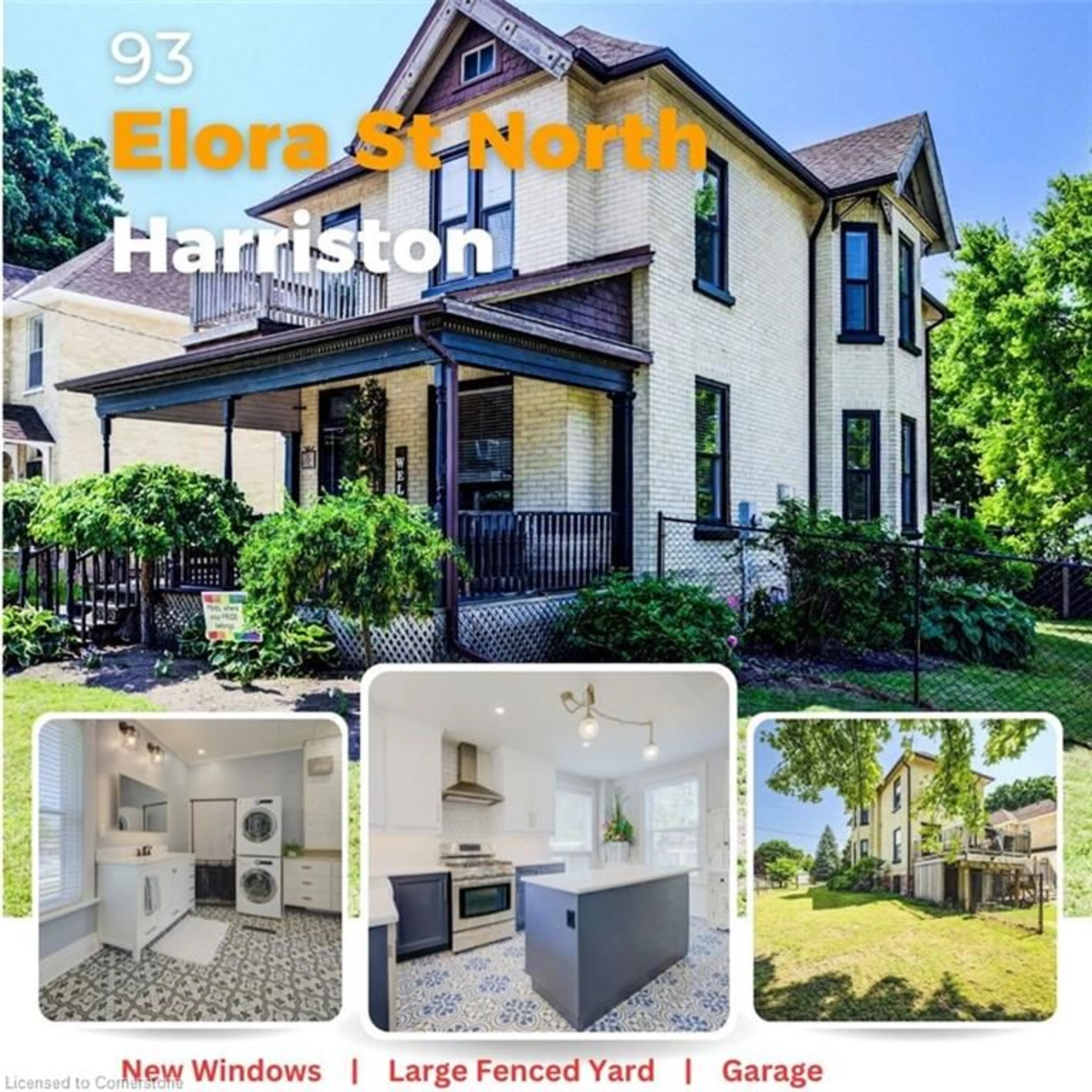 Home with vinyl exterior material, street for 93 Elora St, Harriston Ontario N0G 1Z0