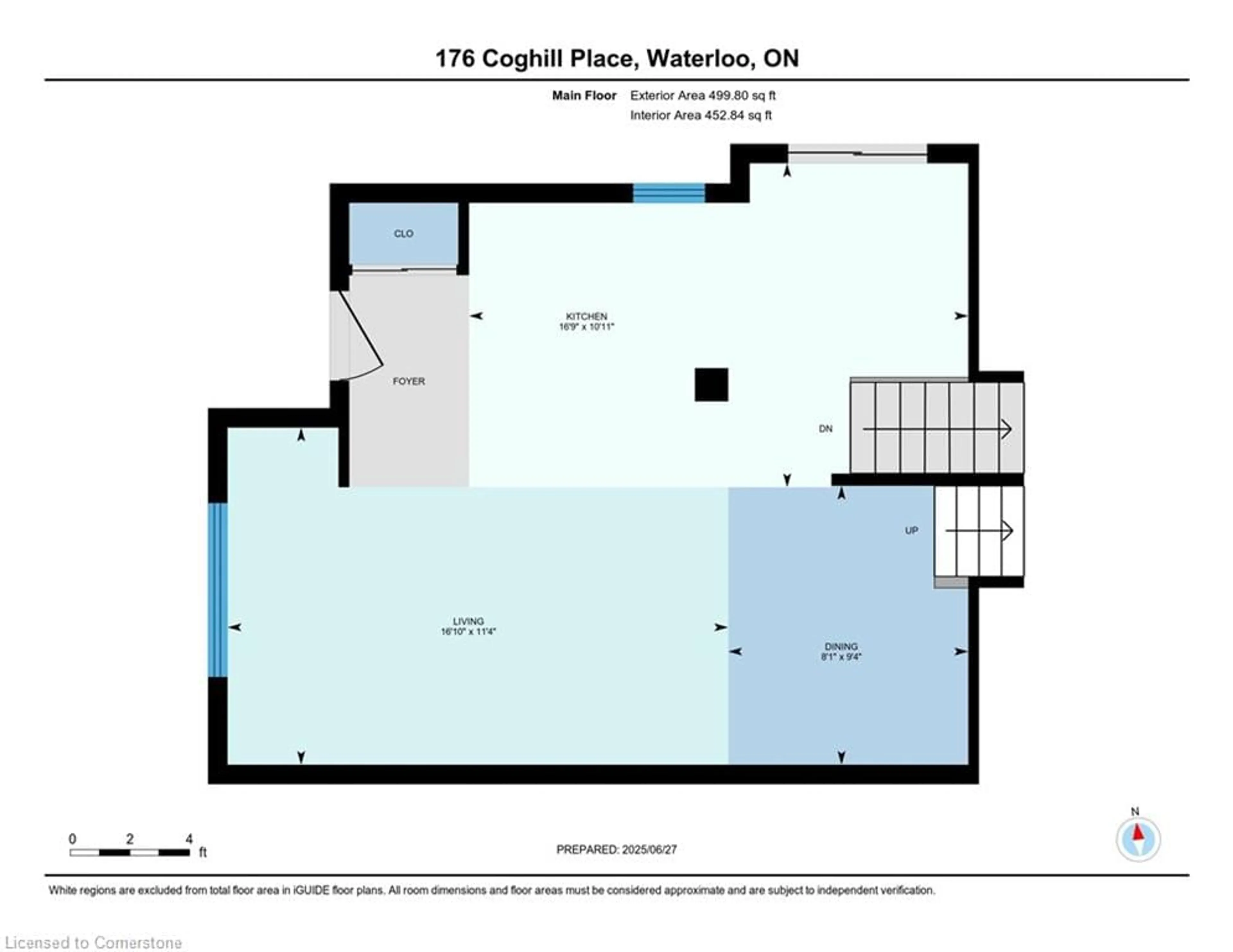 Floor plan for 176 Coghill Pl #A, Waterloo Ontario N2V 1P3