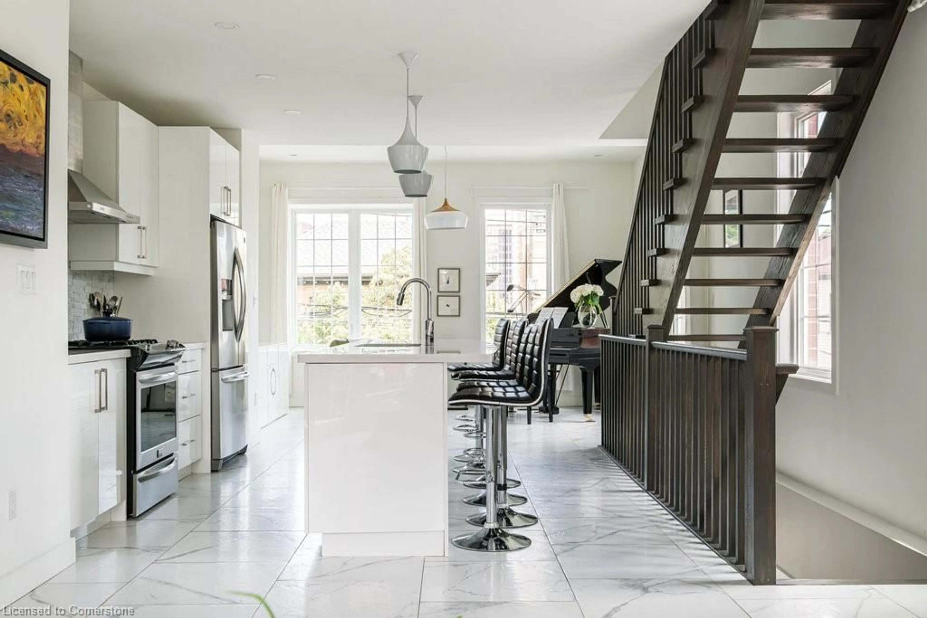 Contemporary kitchen, ceramic/tile floor for 96 Augusta St, Hamilton Ontario L8N 1R2