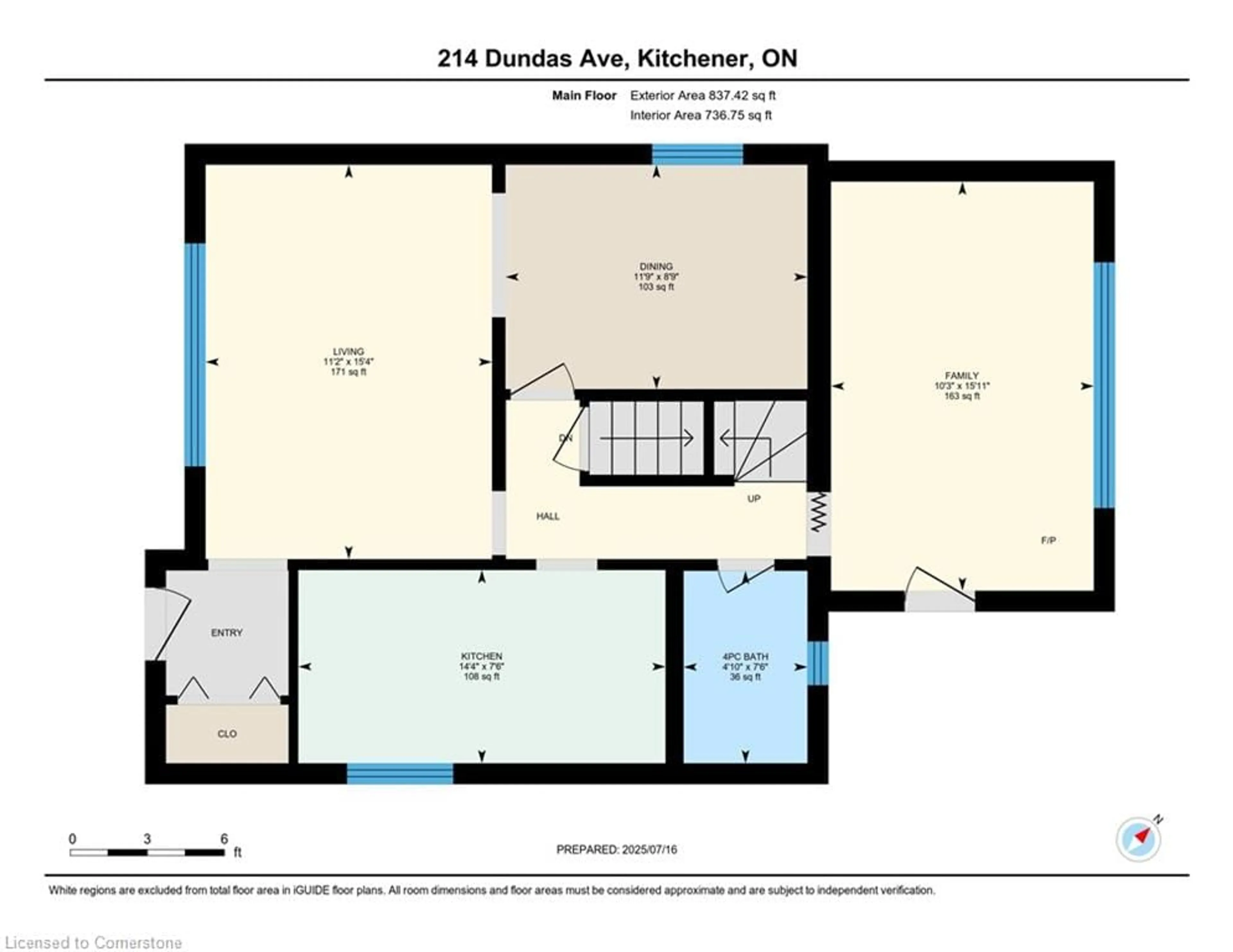 Floor plan for 214 Dundas Ave, Kitchener Ontario N2G 2Z4